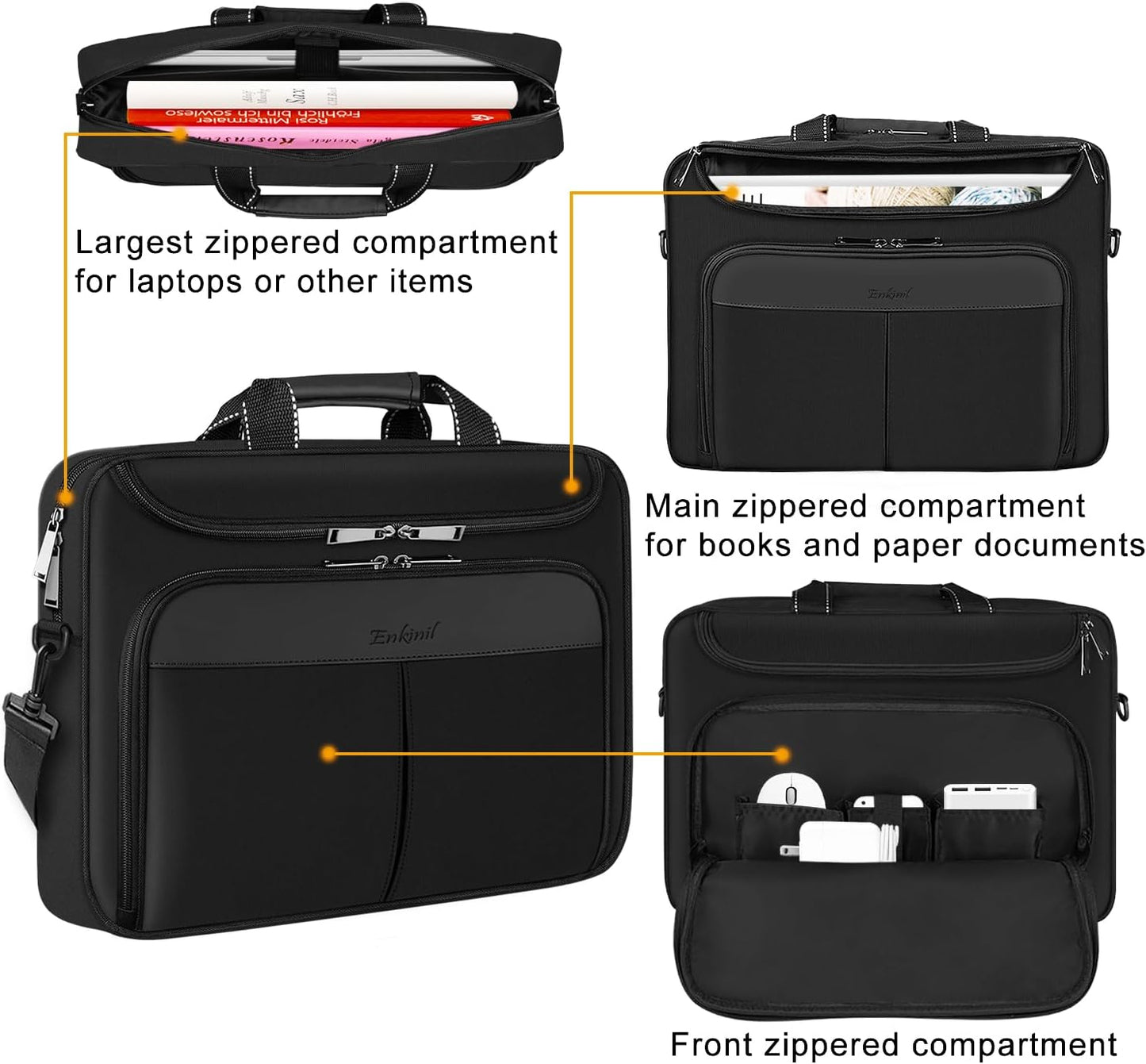 15.6-16.2 inch Waterproof Protective Laptop Messenger Briefcase with Adjustable Shoulder Strap Men