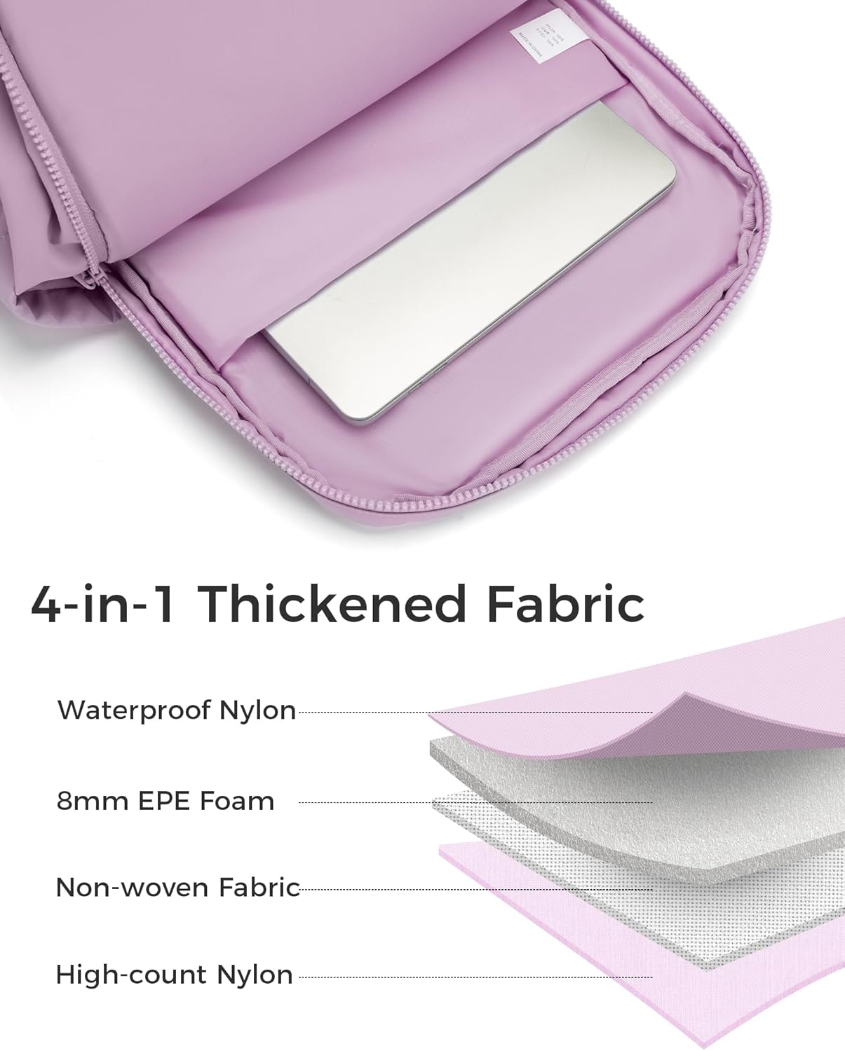 FODOKO Backpack for Work, Casual Backpack for Women Men Daypack Backpack for Travel College Bookbag Separate Compartment for 15.6 Inch Notebook Light Purple