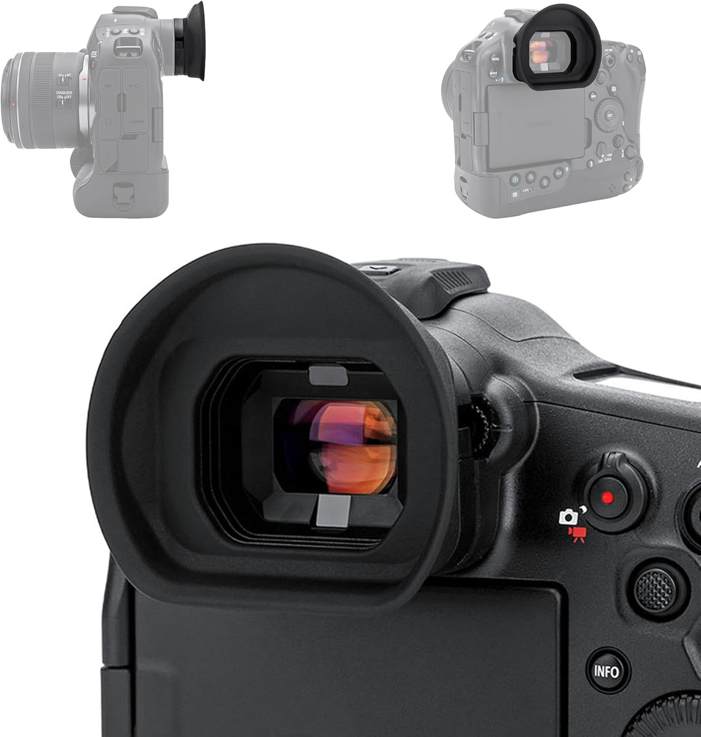 Extended EOS R1 Eyecup Eye Cup Eyepiece, Soft Silicon Camera Viewfinder Eyeshade Cover Protector