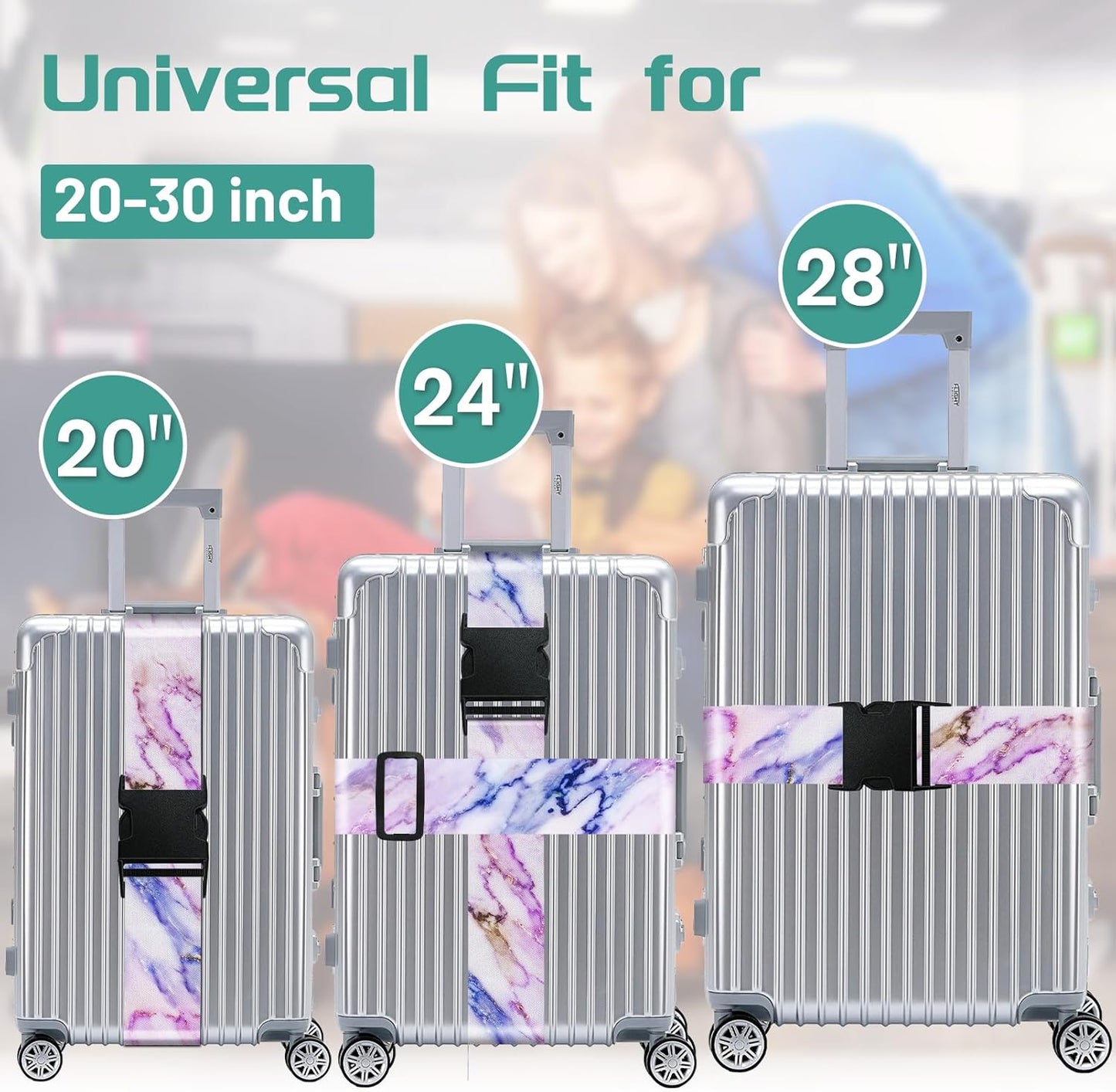Slohif Luggage Straps for Suitcases Travel Belt Accessories Luggage Connector Identifiers Over Handle with Buckle Unique Nylon Adjustable Strap for Sleeping Bag Car Seat Purple Marble(2 Pack)