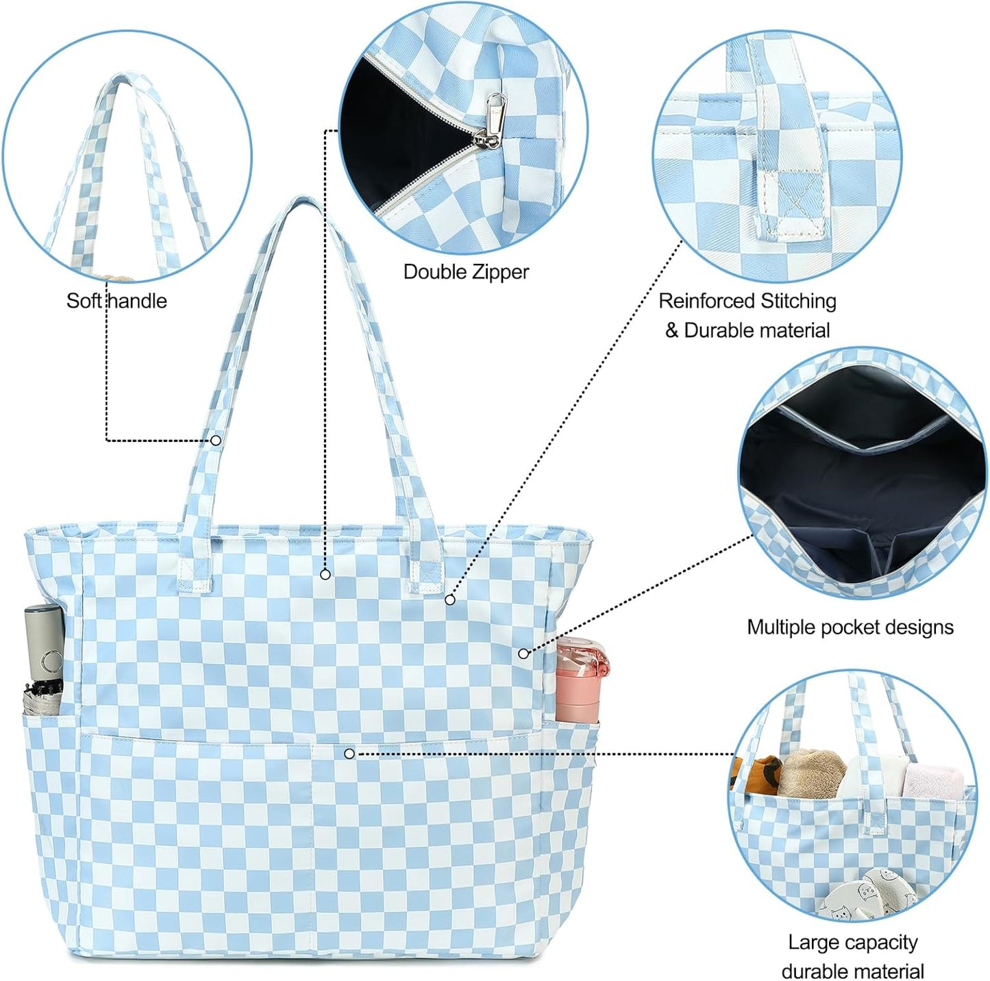 Bluboon Waterproof Beach Tote Pool Bags for Women Ladies Extra Large Carry On Bag With Wet Compartment for Weekender Travel