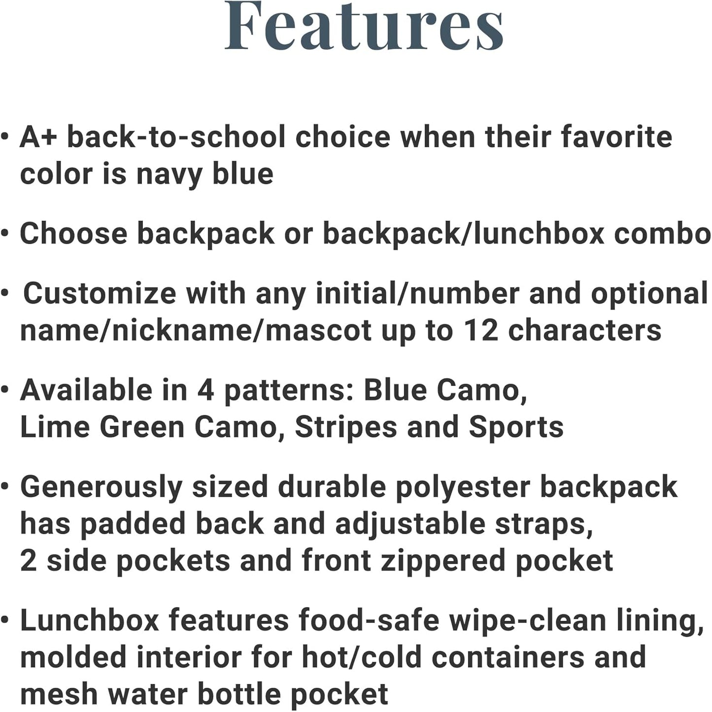 Let's Make Memories Kids Backpack for School - Personalized Back to School Supplies - Bookbag - Blue - Green Camo