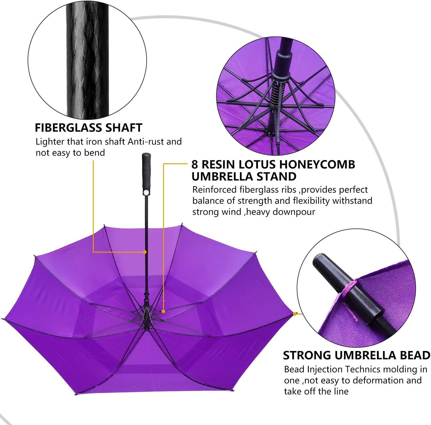 Golf Umbrella Large 58/62/68 Inch Automatic Open Golf Umbrella Extra Large Oversize Double Canopy