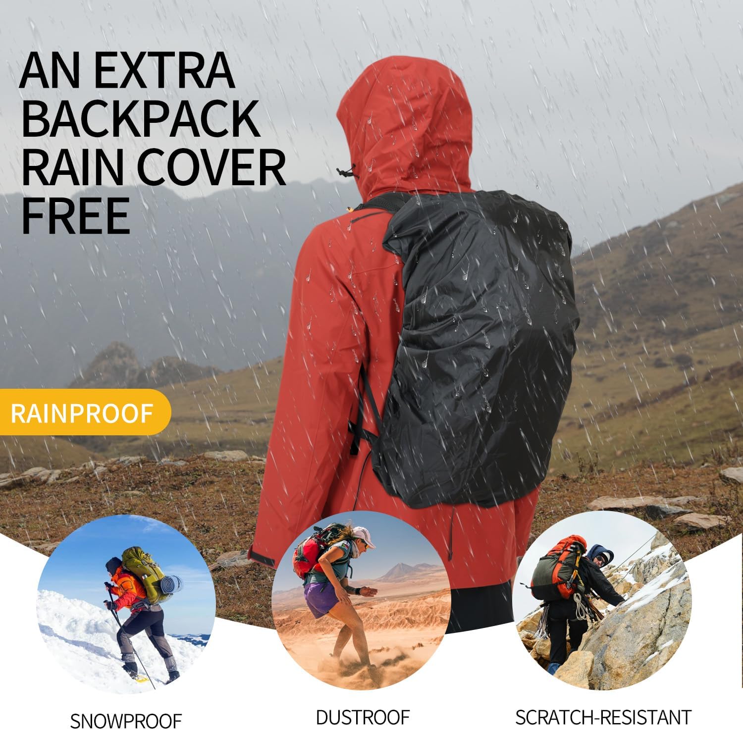 Hiking Backpack for Men and Women, 30L Waterproof Camping Backpack with 3L Water Bladder and Rain