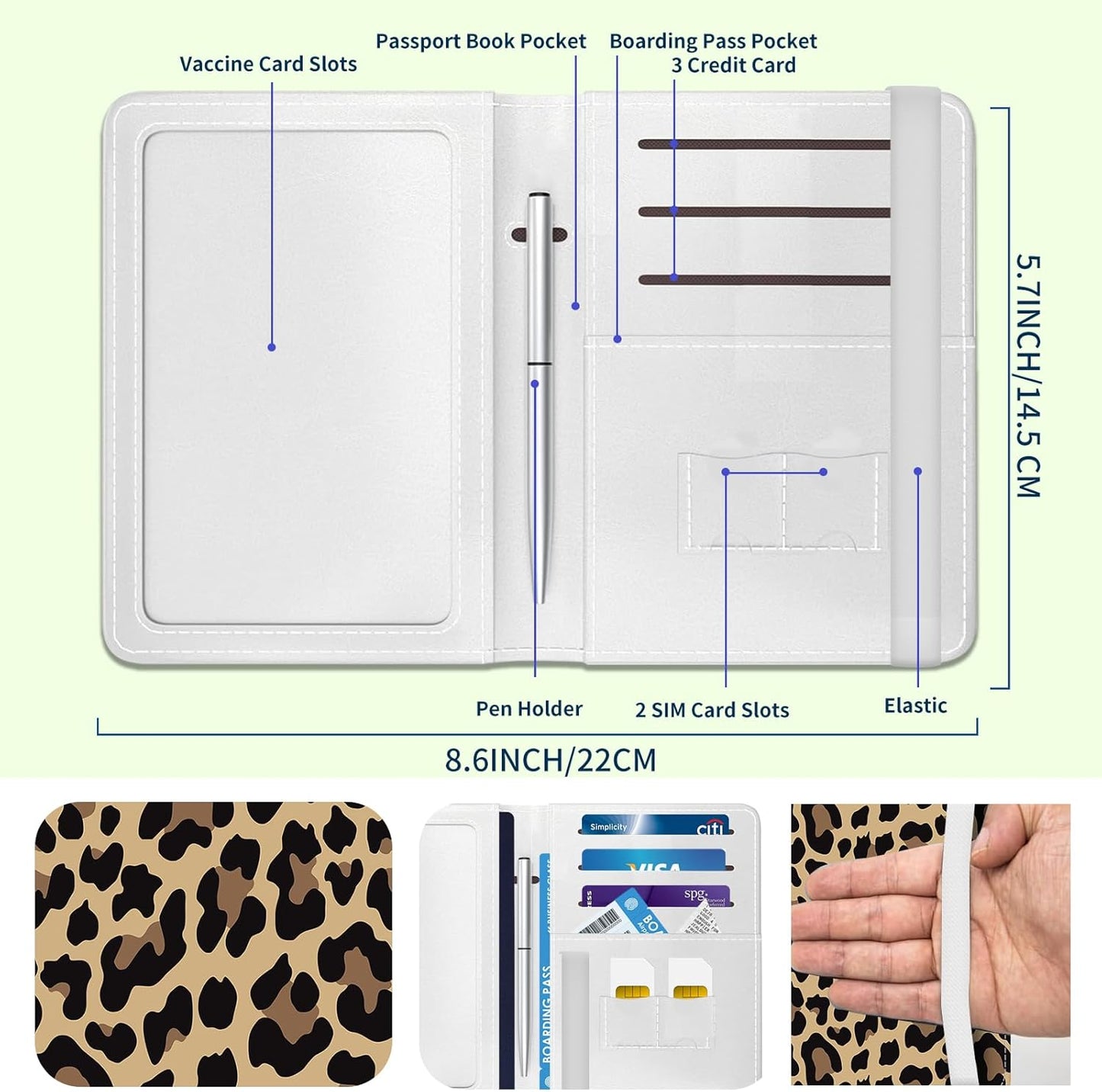 Passport Holder for Travel Essentials, Leather RFID Blocking Passport Wallet Cover Case, Cute Passport Book Holders for Women and Men Luxury Brown Leopard