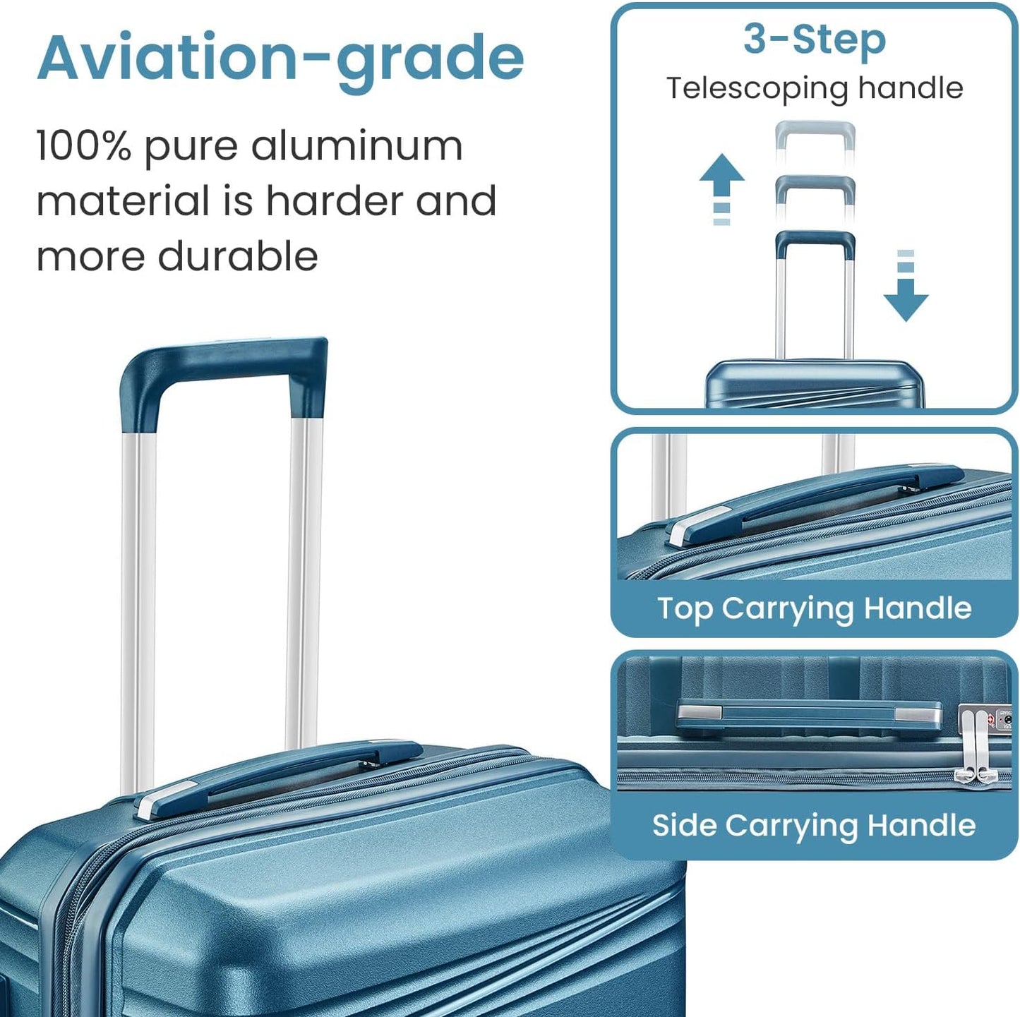 Campfun Luggage 4 Piece Sets, Expandable Carry On Luggage Set Hardshell PP, Suitcase Set with