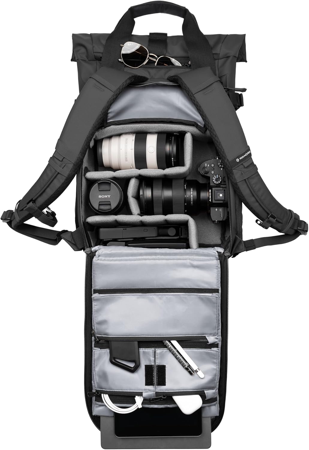 WANDRD All New PRVKE 15L V4 Camera Backpack: Built-In Camera Cube Travel Backpack with Quick Side Access, Rolltop Expansion, Clamshell Opening, Magnetic Tote Handles