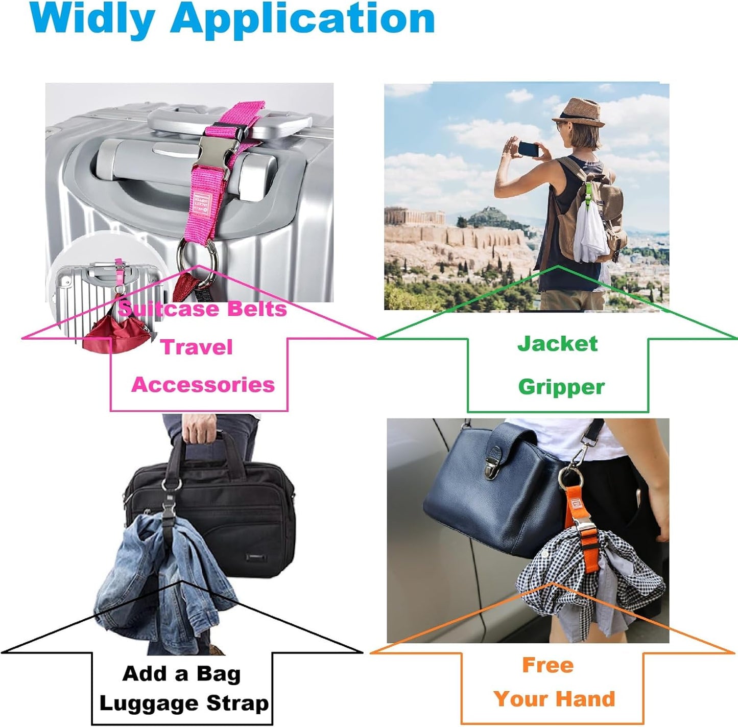 1PCS Heavy Duty Add a Bag Luggage Straps Jacket Gripper,Carry-on Luggage Belt Baggage Suitcase Straps Belts Travel Accessories (Grey+1 Pack)