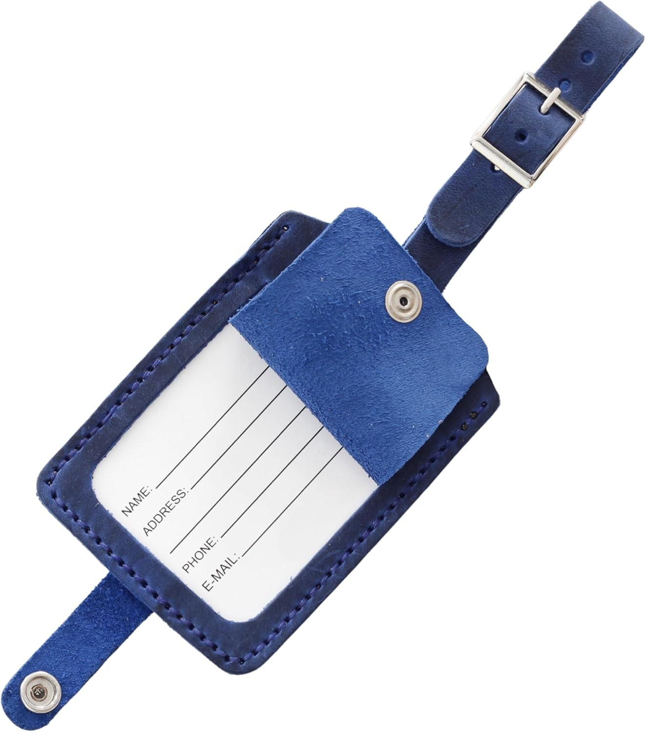 Toprank Leather Genuine Luggage Tags – Durable Leather Bag Tags for Travel, Baggage & Accessories (Blue)