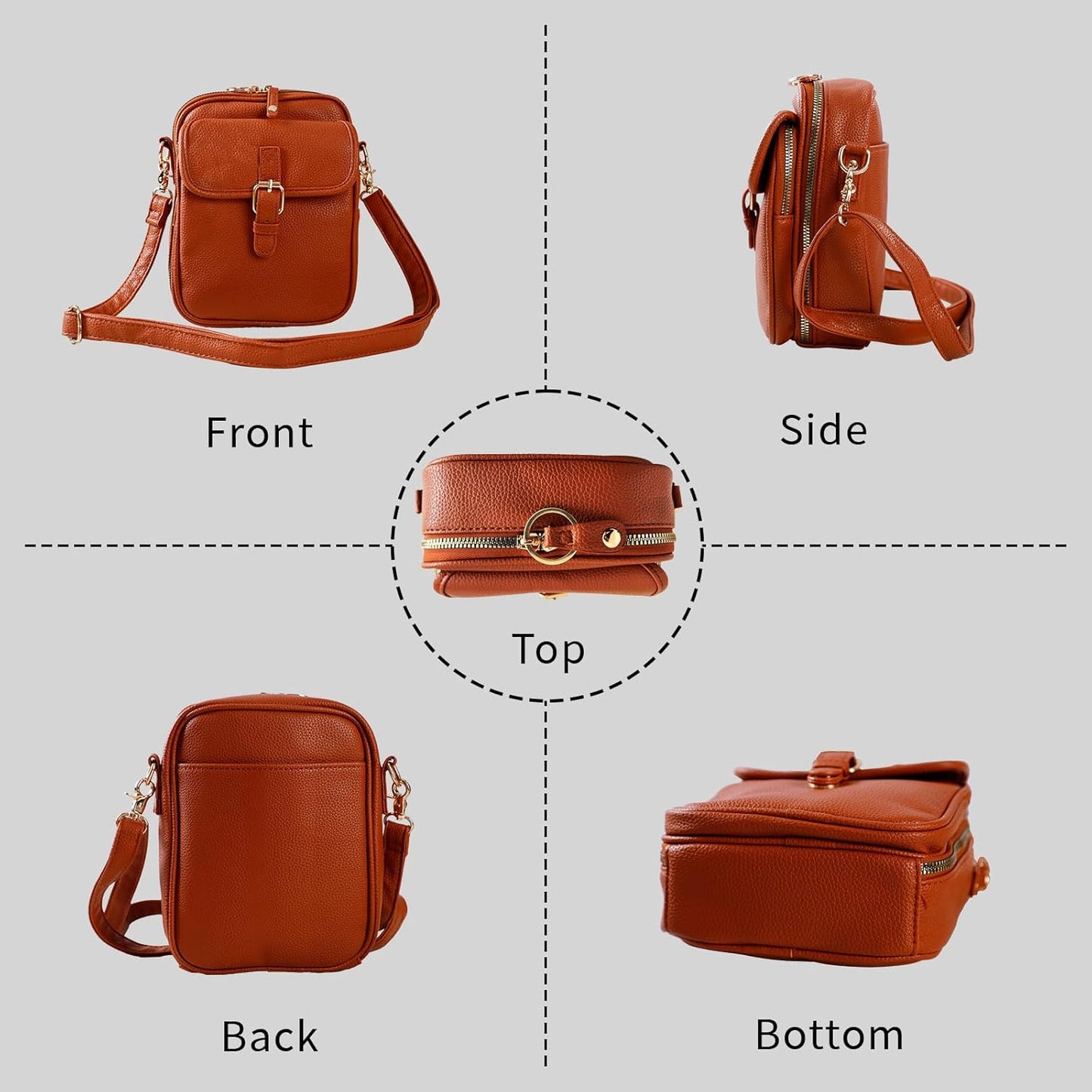 Leather Crossbody Bag for Women,Anti-Theft Messenger Bag with Large Capacity,Built-in Purse Card Slots Shoulder Sling Bag