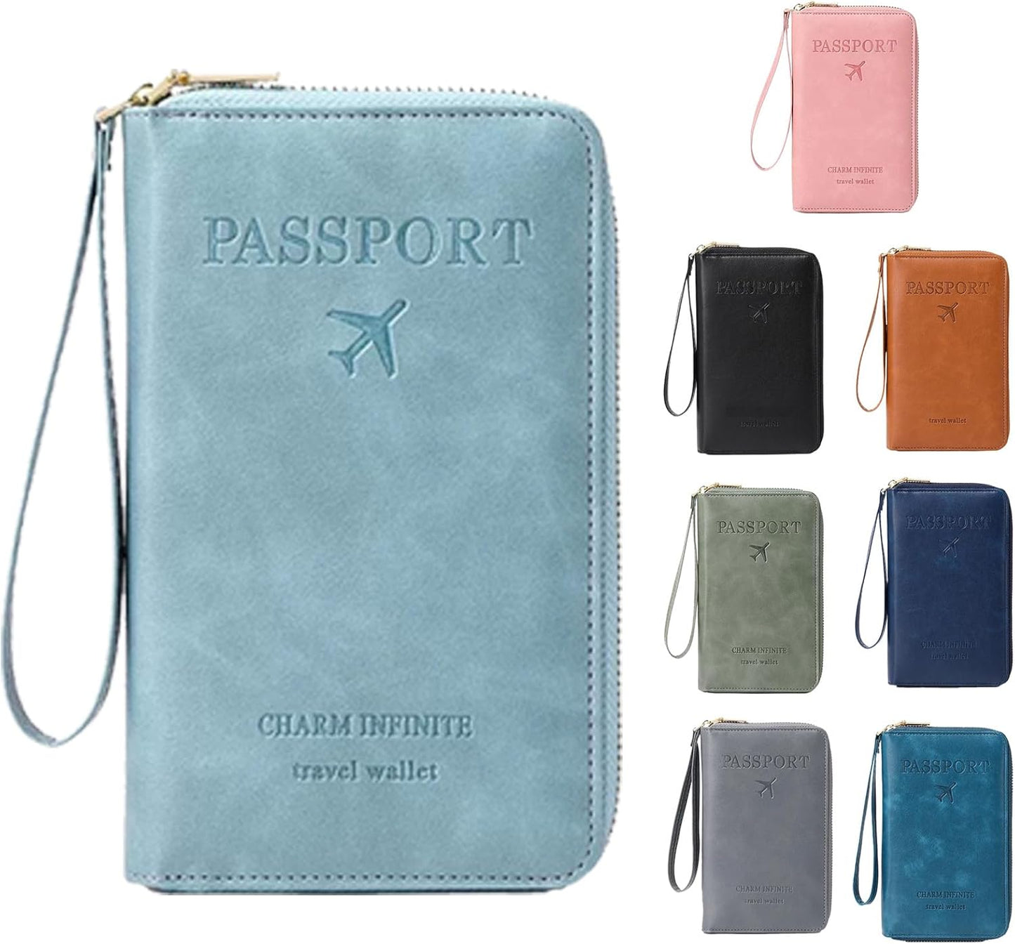 Similarbe Multifunctional RFID Passport Wallet, RFID Blocking Travel Document Organizer Clutch Bag, Anti-theft Wallet (Sky Blue)