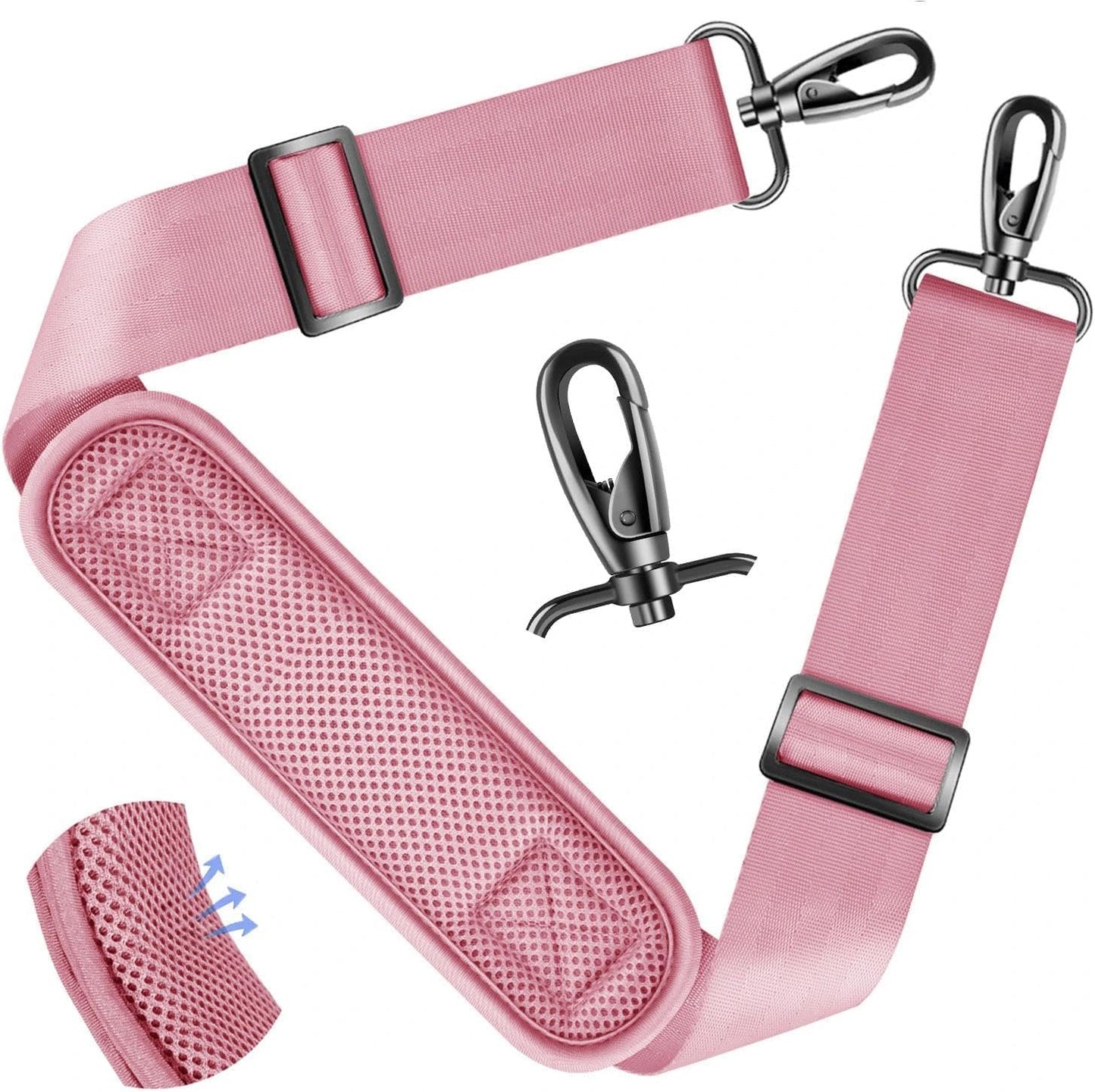 ZINZ Shoulder Strap - 59 Inch Universal Heavy-duty Adjustable Strap with Ultra-thick Fixed Breathable Pad for Laptop, Gym, Camera Bag and More -Pink
