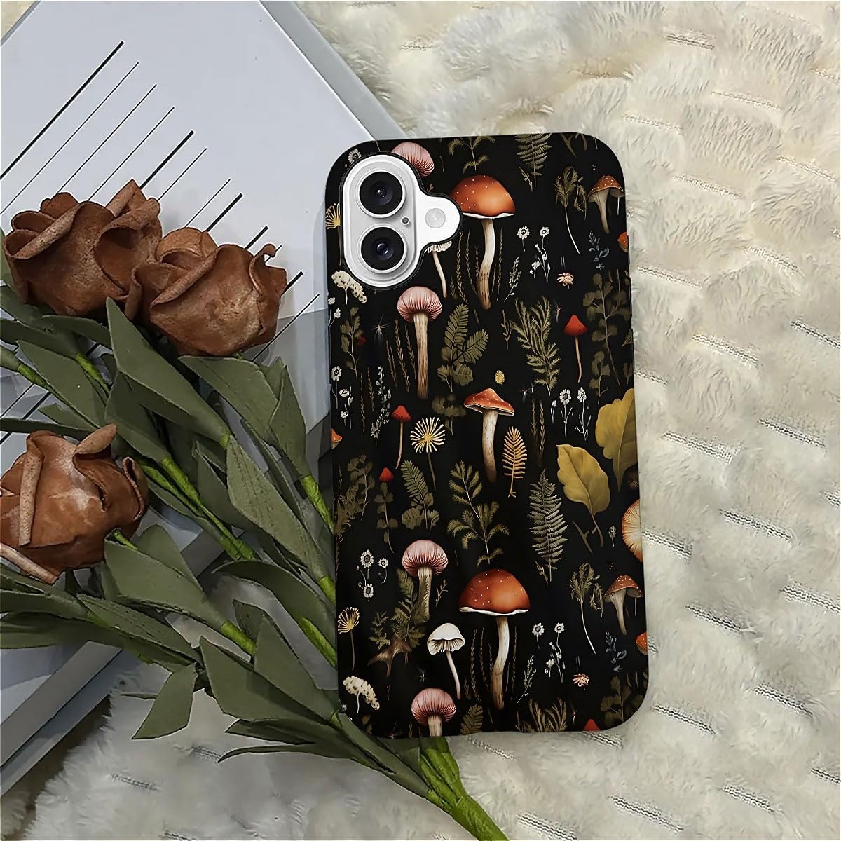 SEized Case Compatible with for iPhone 16 Plus,Vintage Mushroom Snail Daisy Leaf Phone Case for Girl Women Boy Men,Durable Protection Phone Case for iPhone 16 Plus