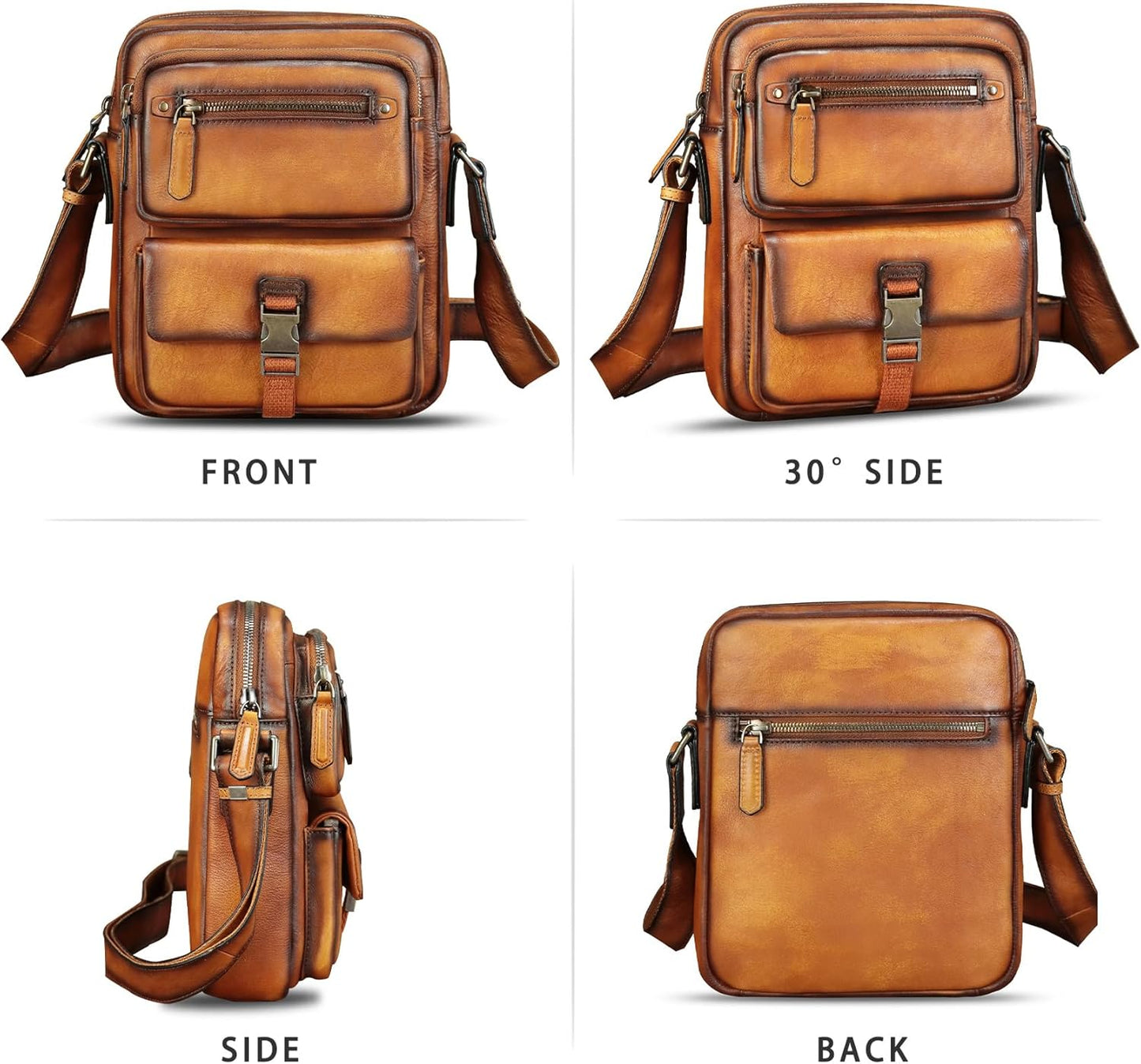 IVTG Genuine Leather Purse and Messenger Bag for Men Fashion Leather Shoulder Bags Briefcase