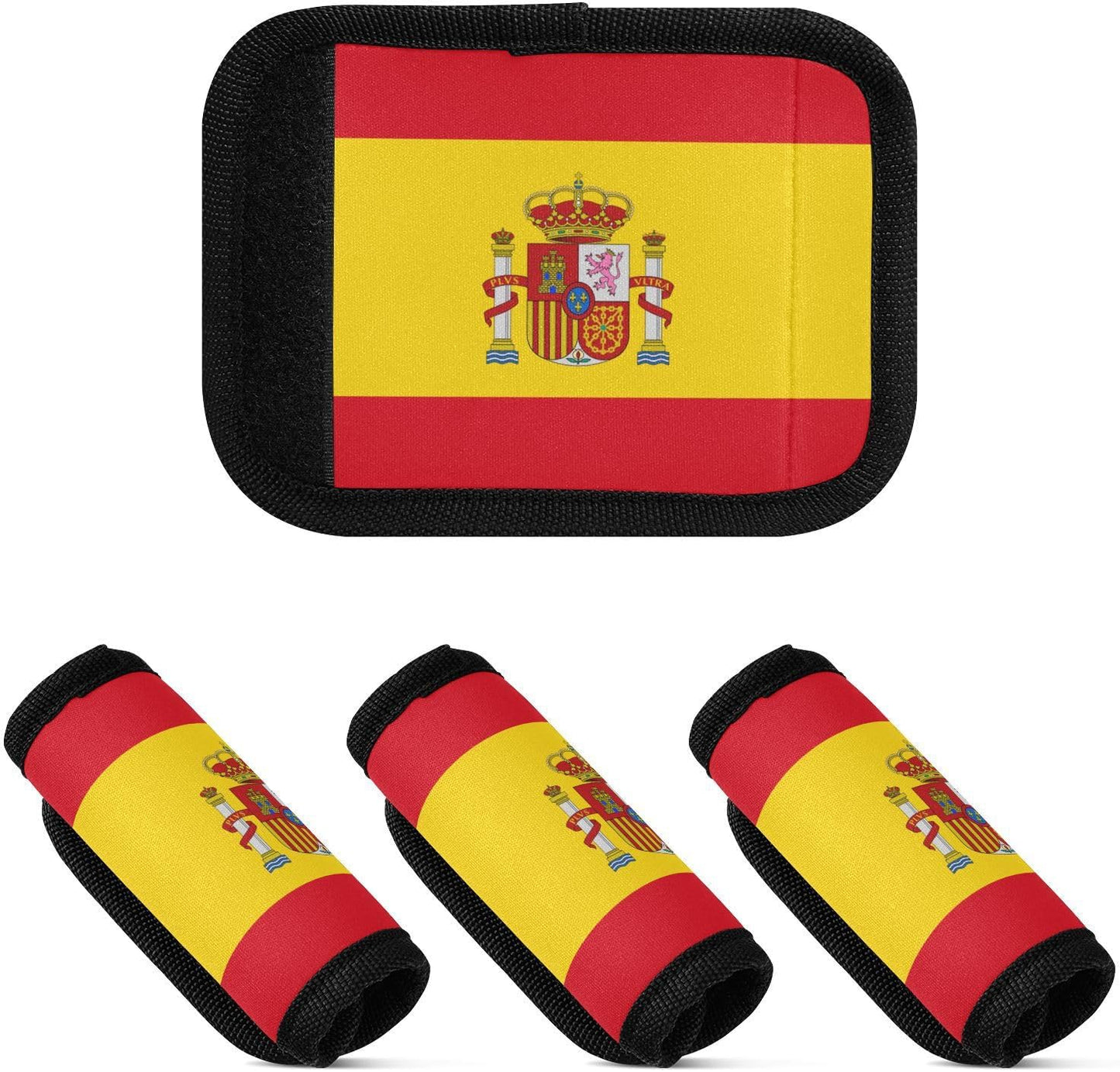 Spanish Flag 2 Pack Luggage Handle Wrap for Suitcase Luggage Identifier Travel Tags Handle Protection Sleeve Cover