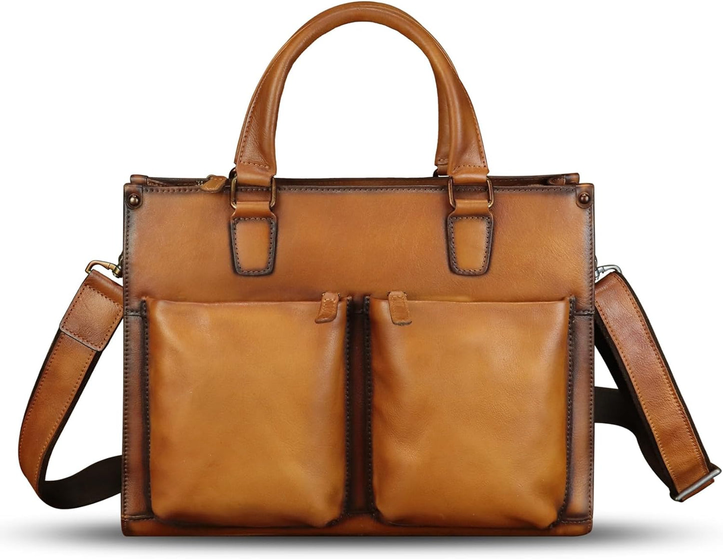 Genuine Leather Messenger Bag Briefcase for Men Vintage Real Leather Shoulder Bag Crossbody Bag Computer Laptop Bag