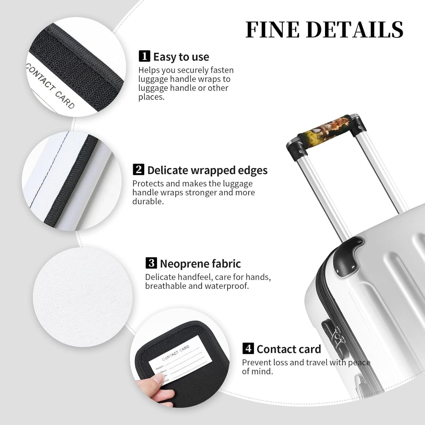 Luggage Handle Wraps Cute Running Dog Floral Luggage Identifiers Soft Neoprene Luggage Handle Wraps For Suitcase Trolley Handle Grip Cover 2 Pack Luggage Tags