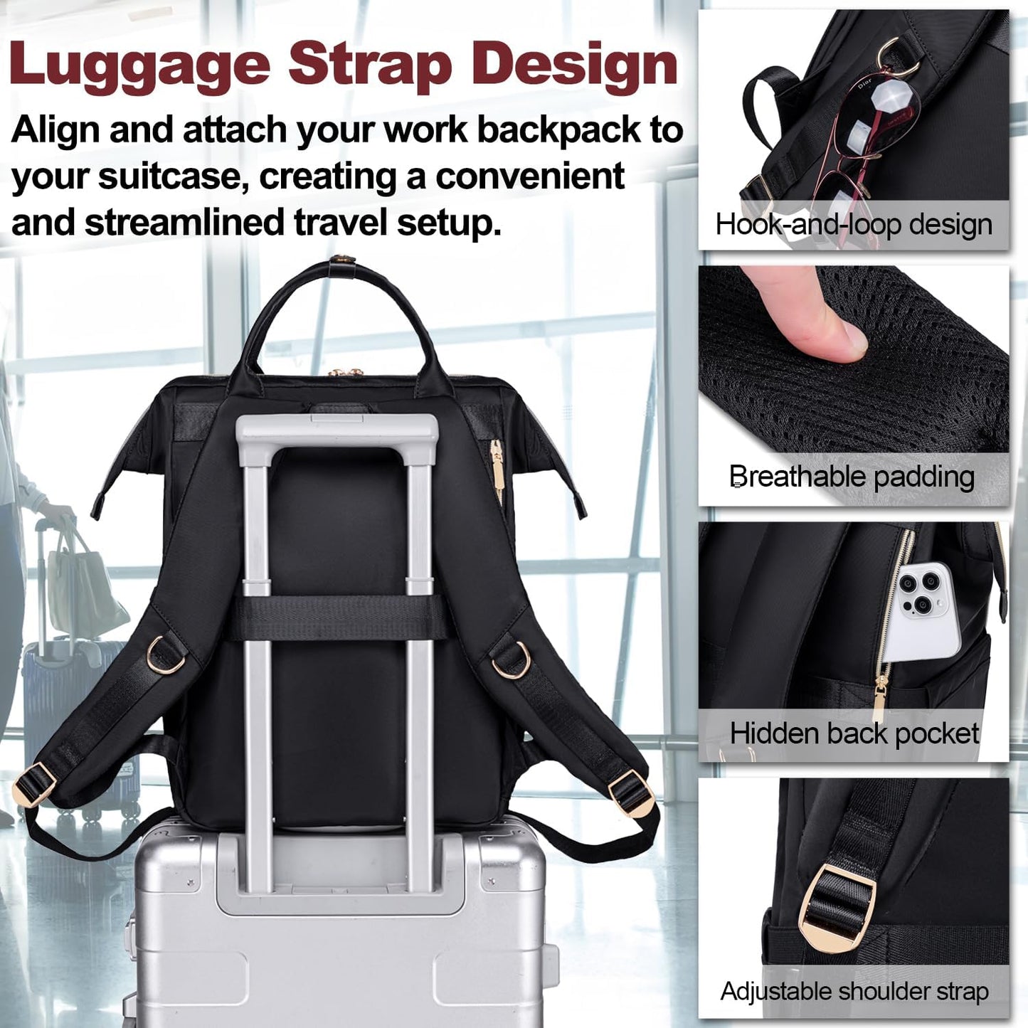 Lunch Backpack for Women, 15.6 inch Laptop Backpacks for Womens, Work Backpacks with Lunchbox,Insulated Back pack Cooler,Teacher Nurse Travel Backpack for Women