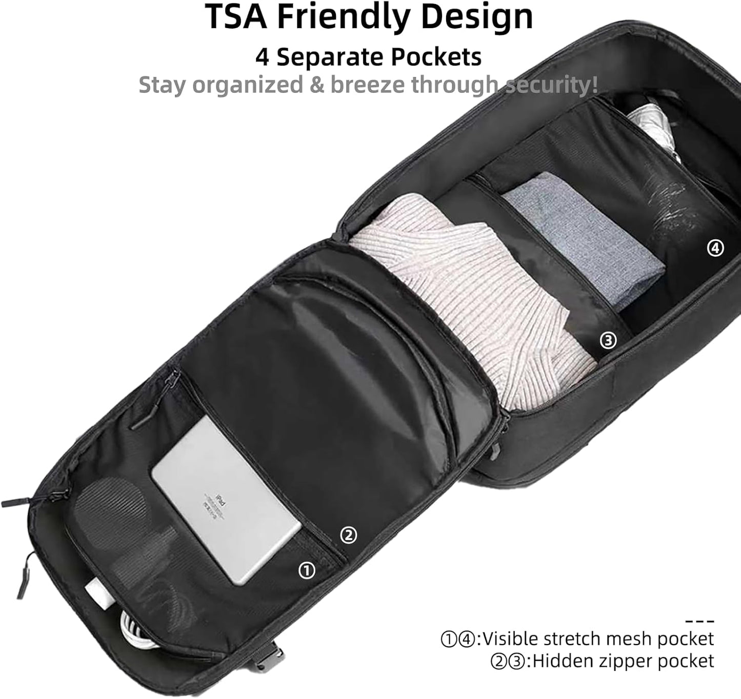 GHERSON Travel Laptop Backpack, TSA Friendly Flight Approved Carry-on Luggage,Water-resistant