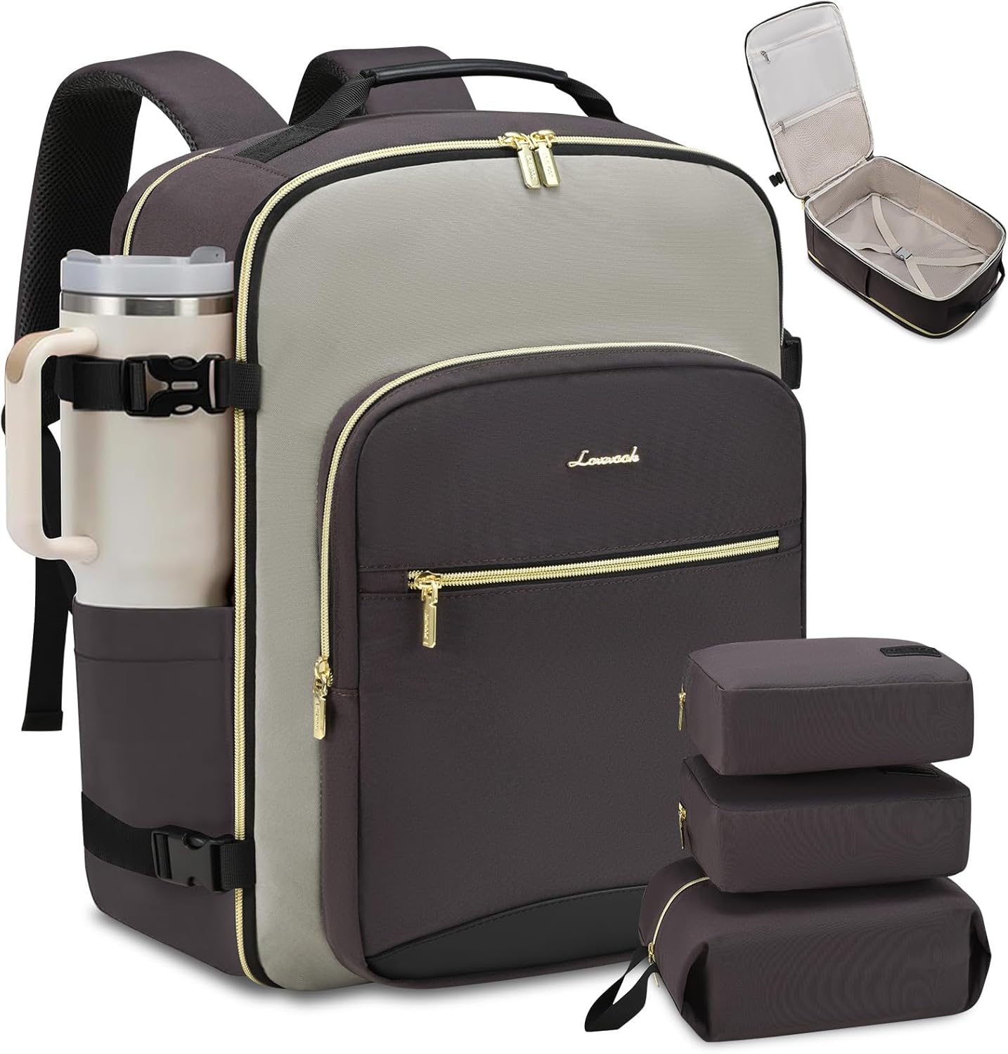 LOVEVOOK 50L Travel Backpack for Women & Men, Airline Approved Carry On Luggage with 3 Packing Cubes, TSA Overnight Bags, Waterproof Personal Item Bag, Weekender Essentials Backpacks fits 17" Laptop