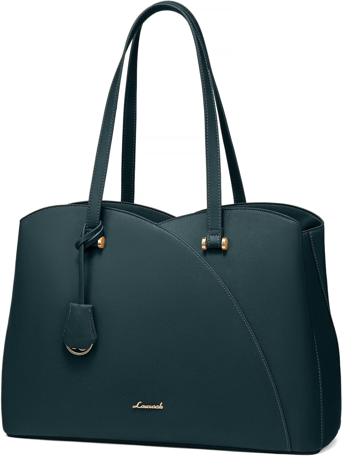 LOVEVOOK Tote Bag Large Handbags for Women, Teacher Work Laptop Tote Purse, Leather Computer Bag Professional Briefcase, Green, Fits 15.6 Inch Laptop