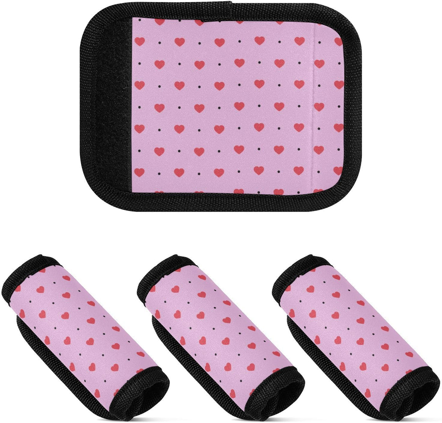 Love Hearts 2 Pack Luggage Handle Wrap for Suitcase Luggage Identifier Travel Tags Handle Protection Sleeve Cover