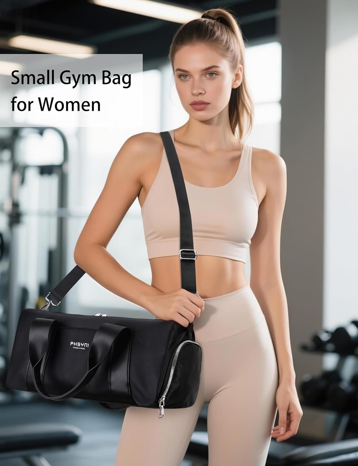 Compact Sports Gym Bag for Women & Girls and Kids, Cute Mini Duffle Bag with Wet Pocket & Shoes