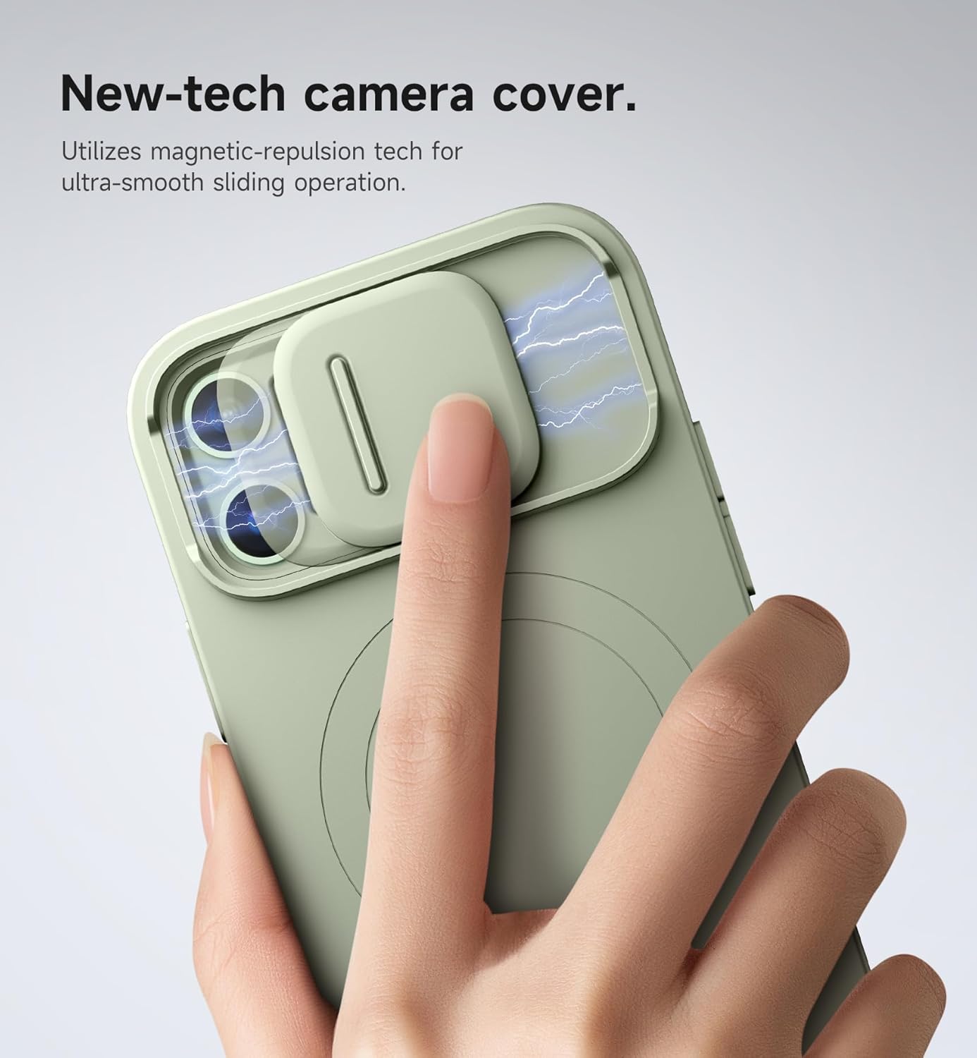 SURITCH for iPhone 12/12 Pro Case with Magnetic Camera Slide Cover and Adjustable Kickstand