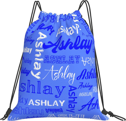 Personalized Drawstring Bag with Your Name Drawstring Backpack for Men Women Small Gym Beach Shopping Sport Yoga Bag (Custom Name-2)