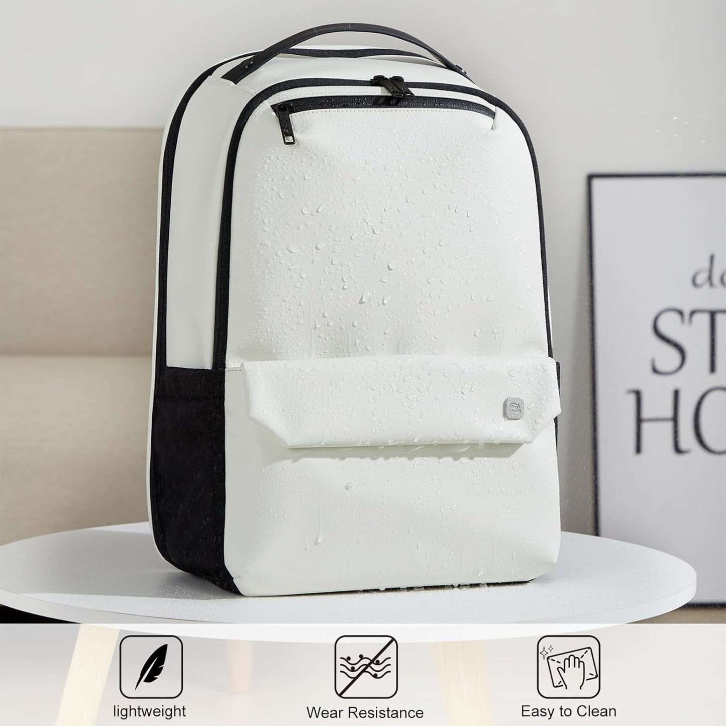 Hanke Carry on Backpack Toiletry Travel Laptop Backpack for Men & Women, Durable Rucksack Weekender Bag Daypack(Salt White)