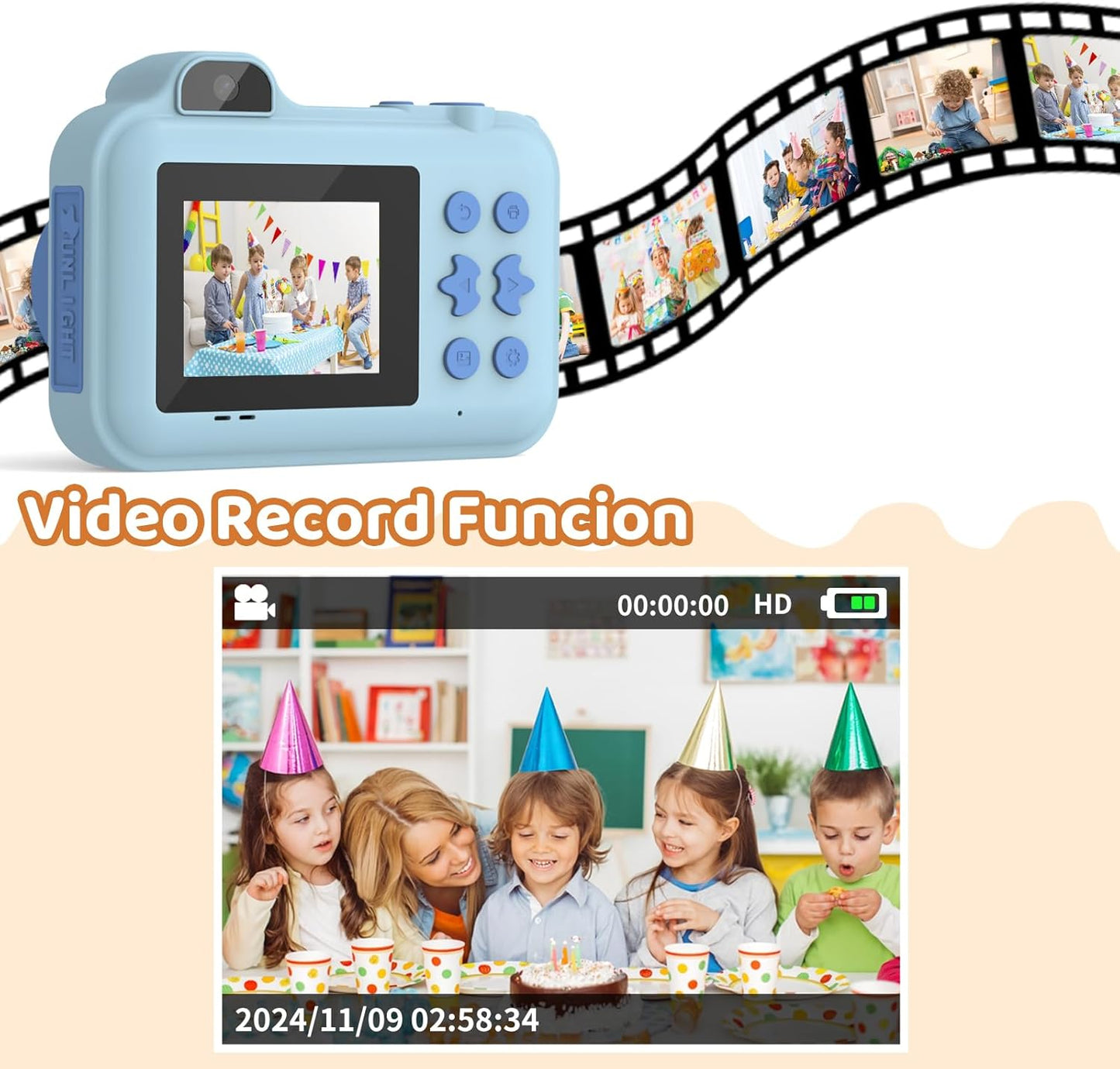 Kids Camera Instant Print, Christmas Birthday Gifts Toys for Girls Boys Age 4 5 6 7 8 9 10 11 12 Years Old,1080P HD Dual Lens Selfie Digital Camera with 5 Rolls Print Paper Stickers Pens 32G Card