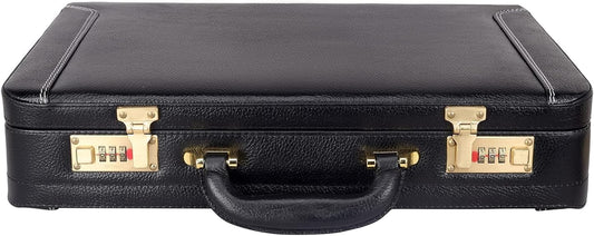 Full Grain Leather Briefcase Attache Case For Unisex Size L18 x W5 x H12 Inches Expandable Briefcase Bag