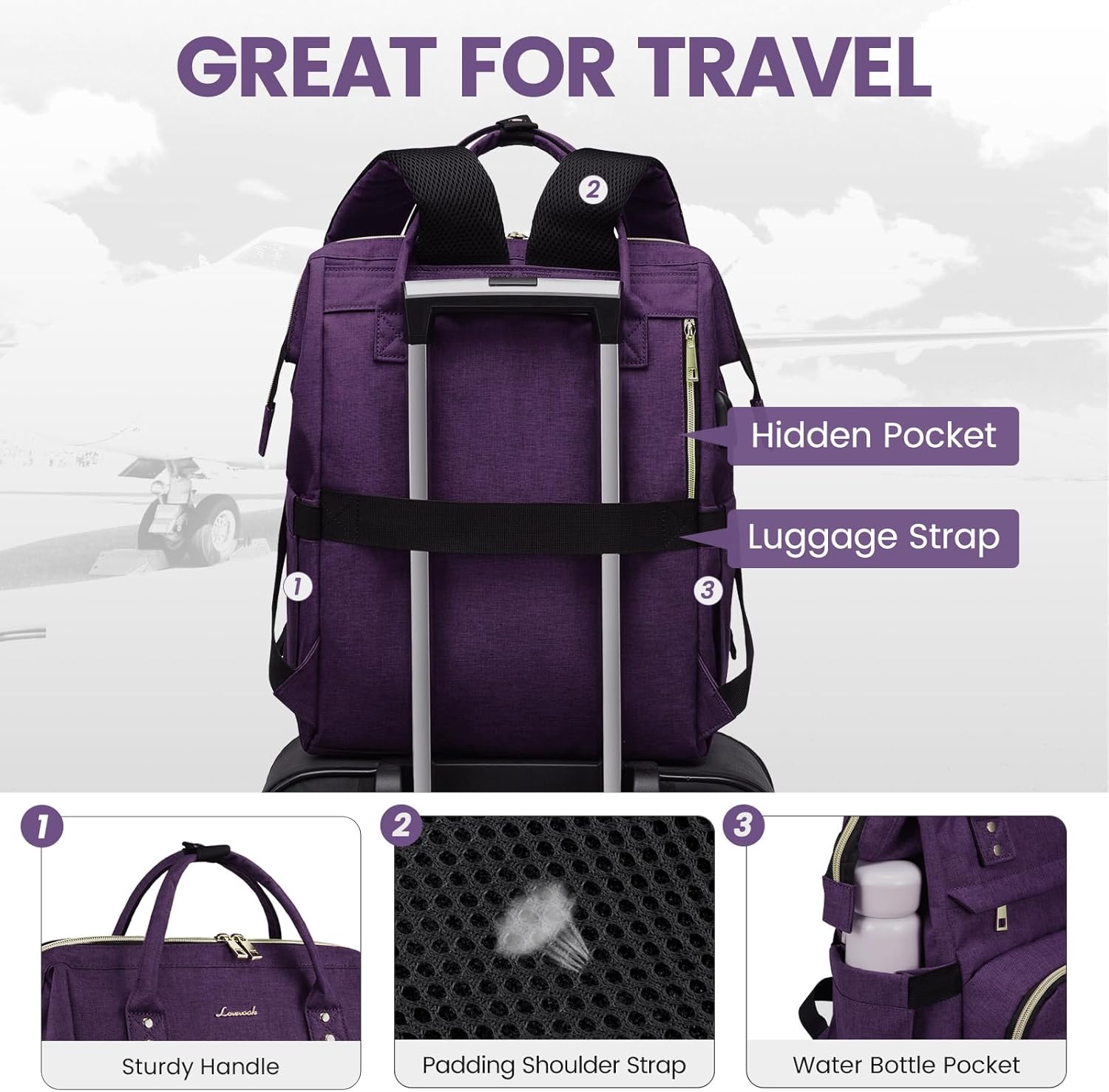 LOVEVOOK Laptop Backpack for Women,15.6 Inch Professional Womens Travel Backpack Purse Computer