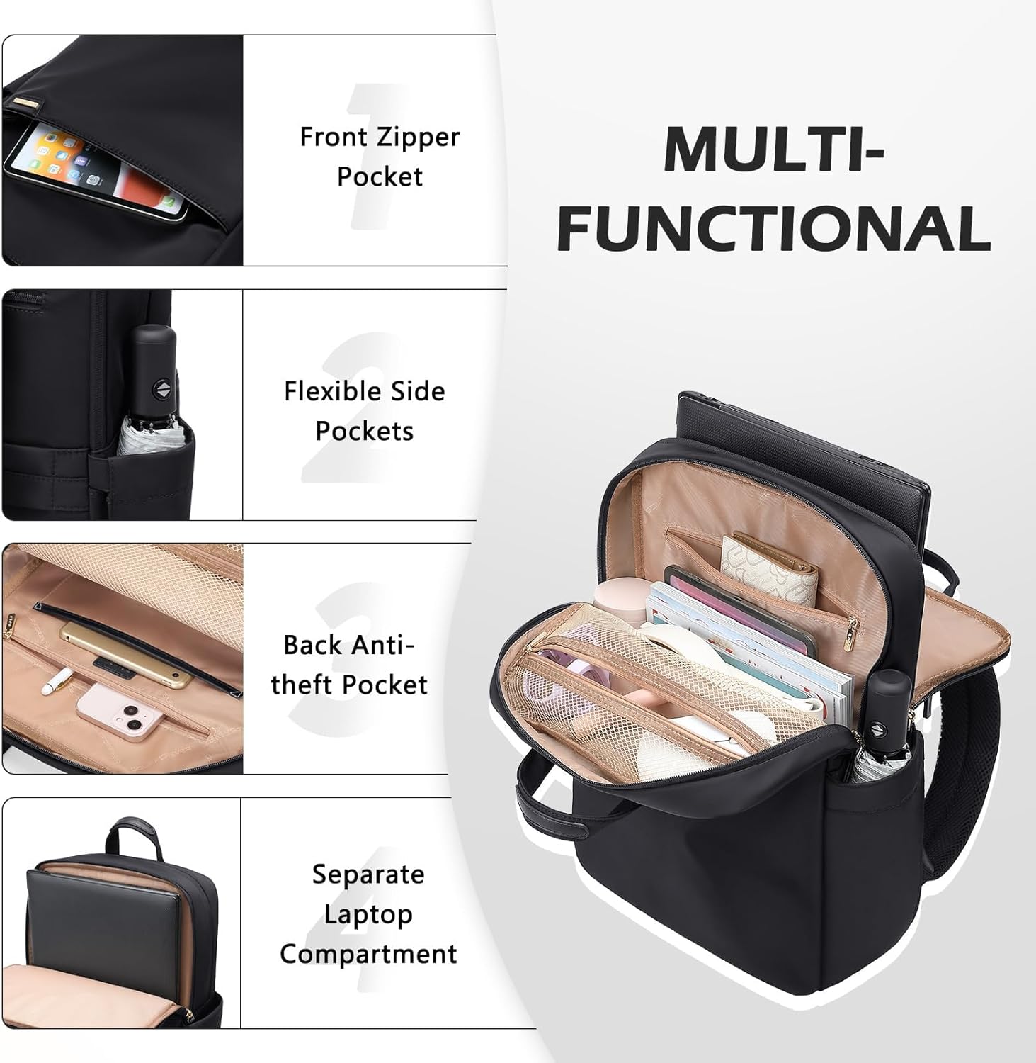 Slim Laptop Backpack for Women, Lightweight Business Backpack for Women Computer Bag Purse for