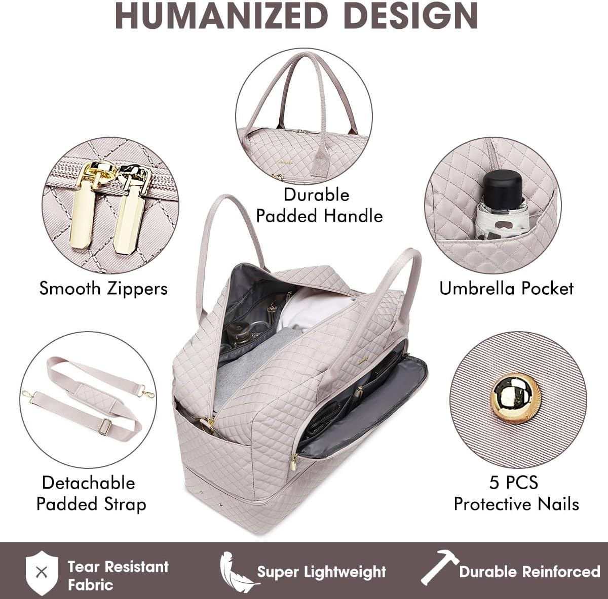 Travel Duffel Bags for Women with Shoe Compartment, Weekender Overnight Bag with Wet Pocket & Toiletry Bag, Carry On Personal Item Bag, Travel Tote Gym Bag, Hospital Bags for Labor and Delivery