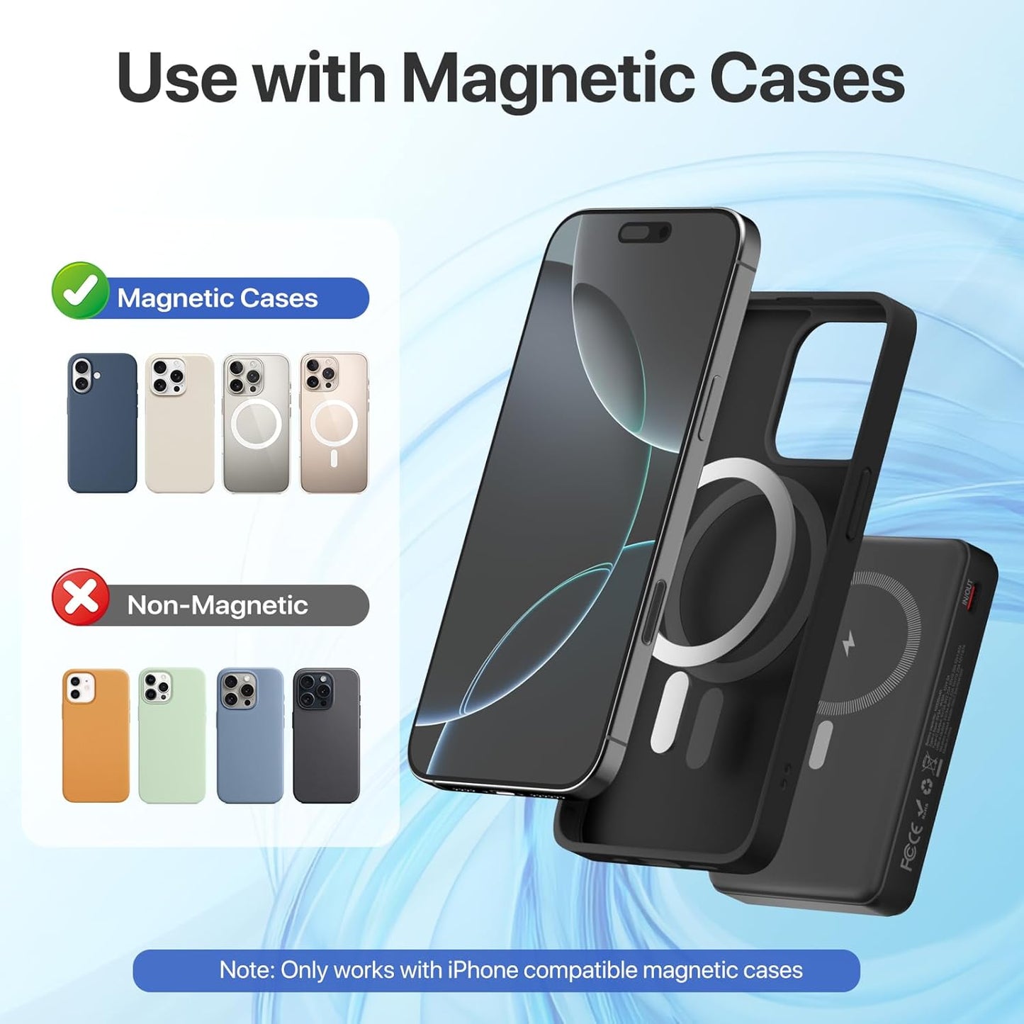 Magnetic Portable Charger, 10000mAh Wireless Power Bank with Stand and USB C in/Out LED Display, Battery Pack for iPhone 16/15/14/13/12/Pro/Mini/Pro Max