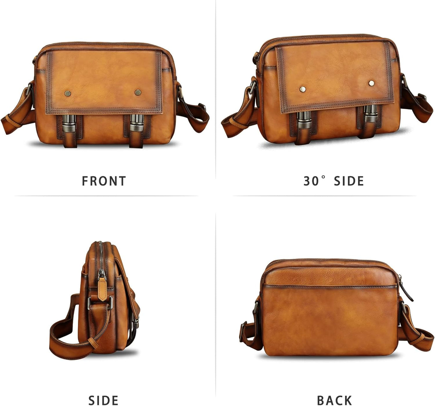 Genuine Leather Shoulder Bag Crossbody Bag for Men Vintage Real Leather Satchel for Men Messenger Bag for Work Travel