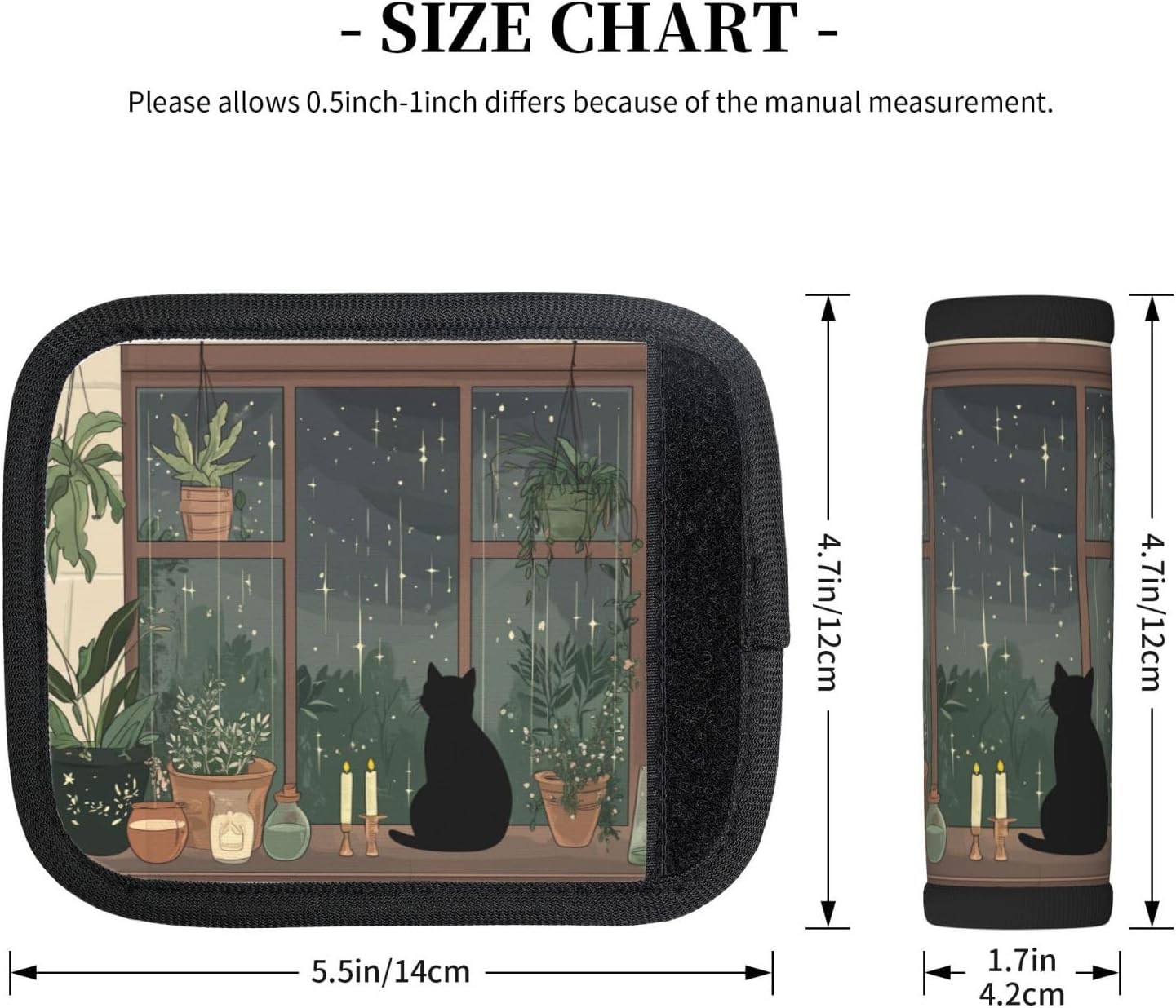 Black Cat Witchy Cottage Window Plants Luggage Handles Wrap Grips For Suitcases Luggage Travel Accessories For Airplane 2pcs