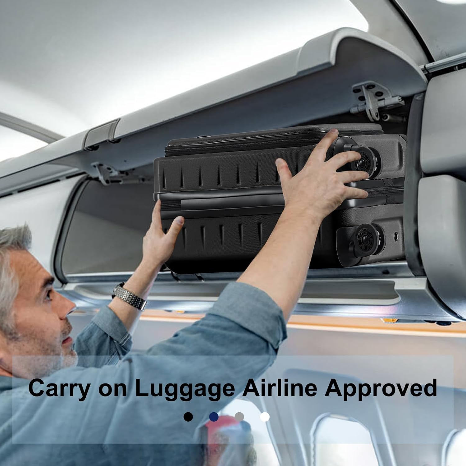 Carry On Luggage 22×14×9 Airline Approved, 20 Inch Lightweight ABS+PC Hard Shell Suitcases with