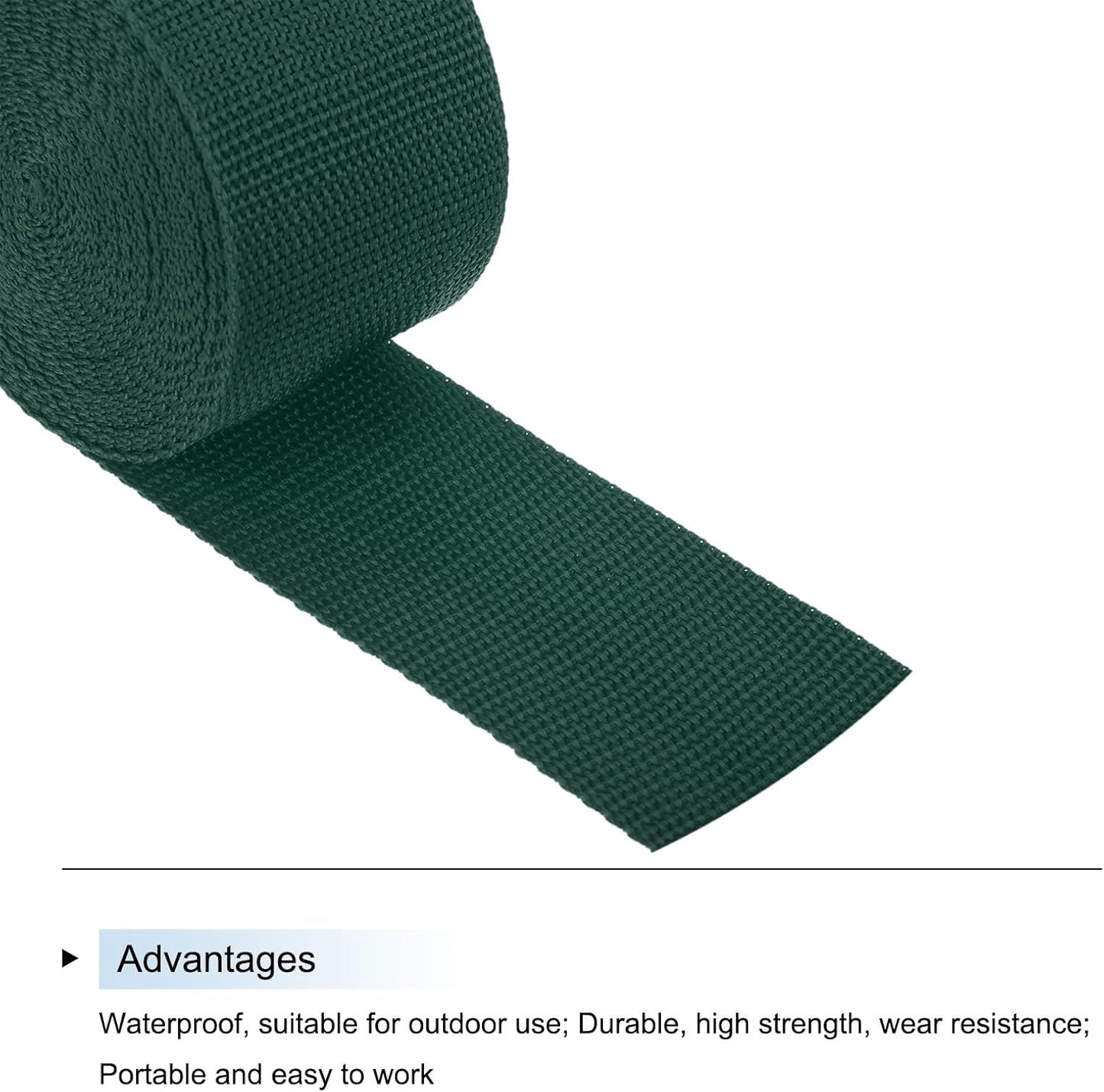 MECCANIXITY Lightweight Polypropylene Webbing Strap 2" 5 Yard Backpack Strapping Band Dark Green for Outdoor Luggage Cargo Straps