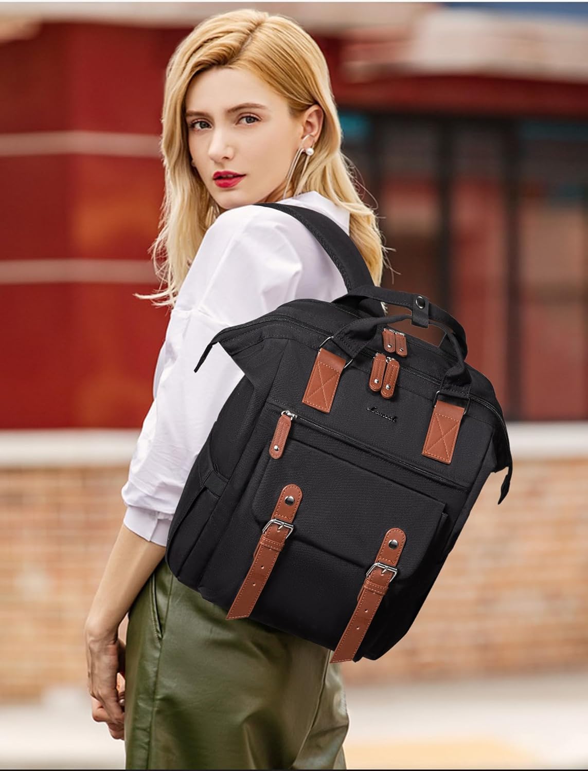 LOVEVOOK Laptop Backpack Women, Teacher Work Backpack with Laptop Compartment, Nurse Bags Computer Backpack Purse for Women Business Travel College Laptop Bag Daypack, 15.6 Inch, Upgraded
