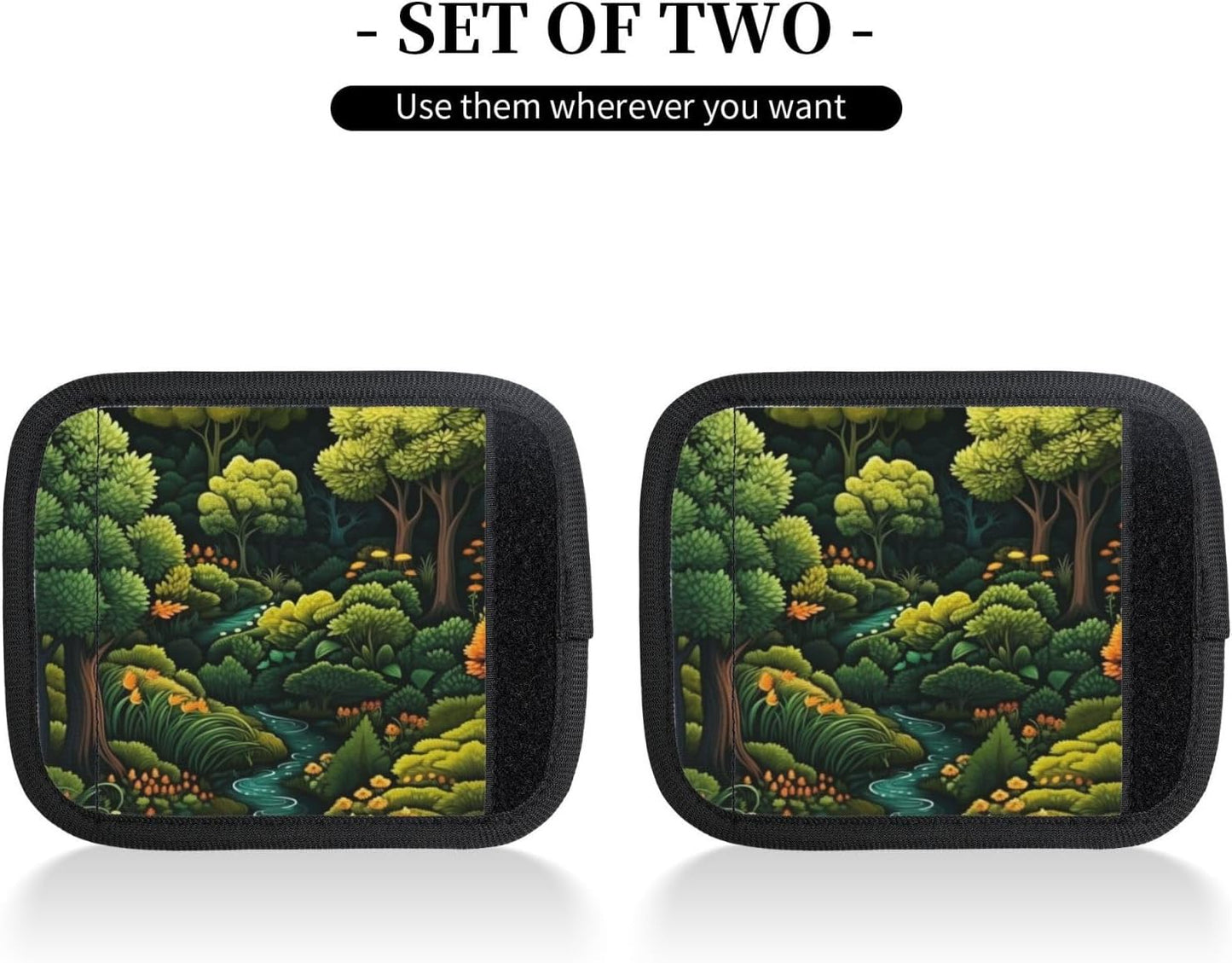 Luggage Handle Wraps Green Forest View Luggage Identifiers Soft Neoprene Luggage Handle Wraps For Suitcase Trolley Handle Grip Cover 2 Pack Luggage Tags