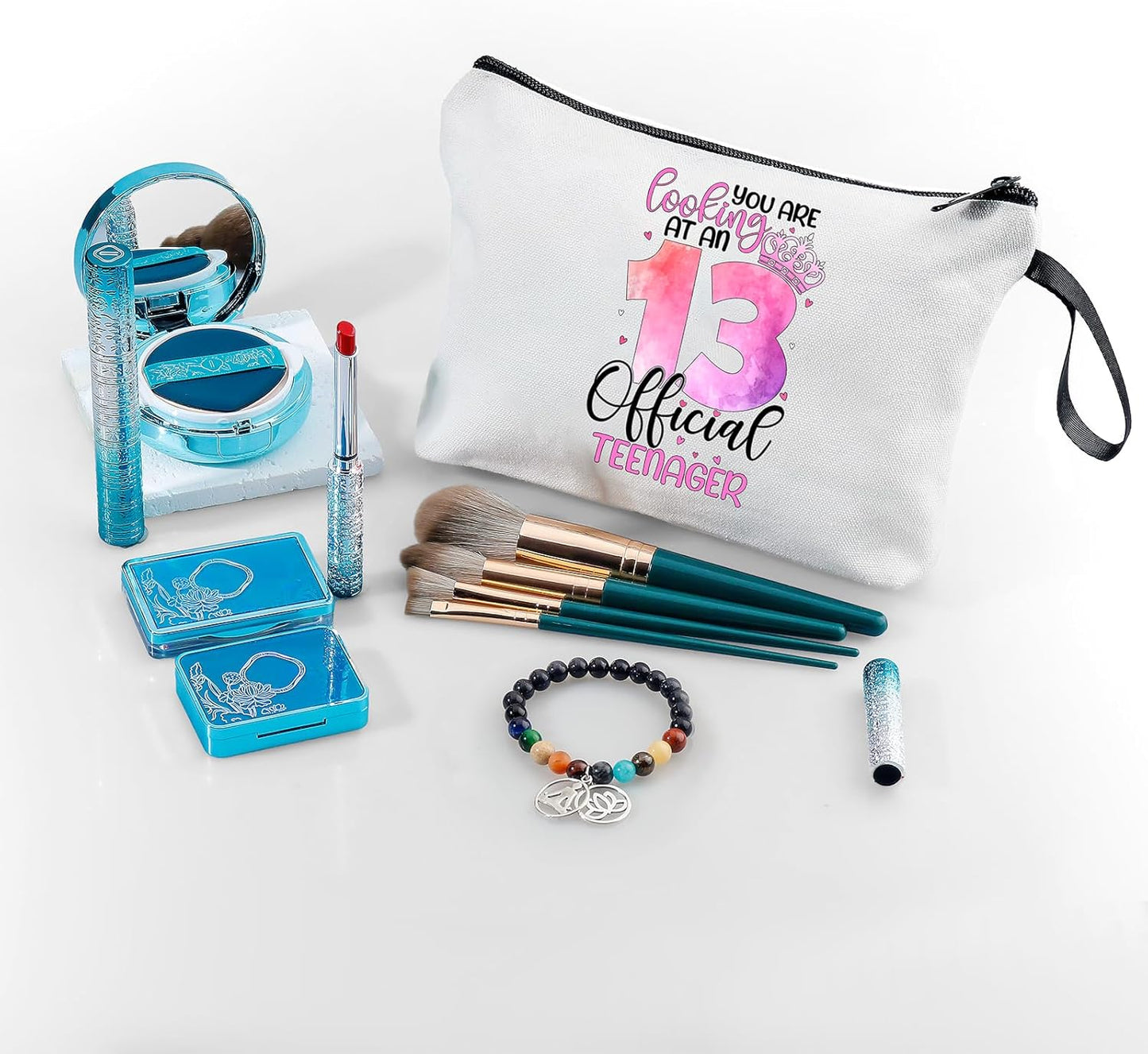 13 Year Old Girl Birthday Gifts for Teen Small Funny Makeup Cometic Bag with Mirror