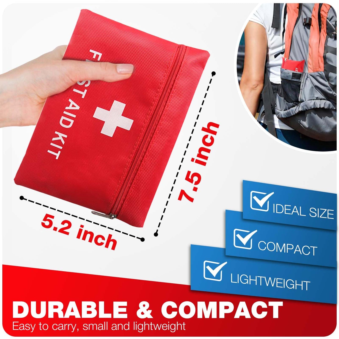 First Aid Kit for Home Car Travel 107 Piece Emergency Kits for Hiking Camping Small Trauma Kit for