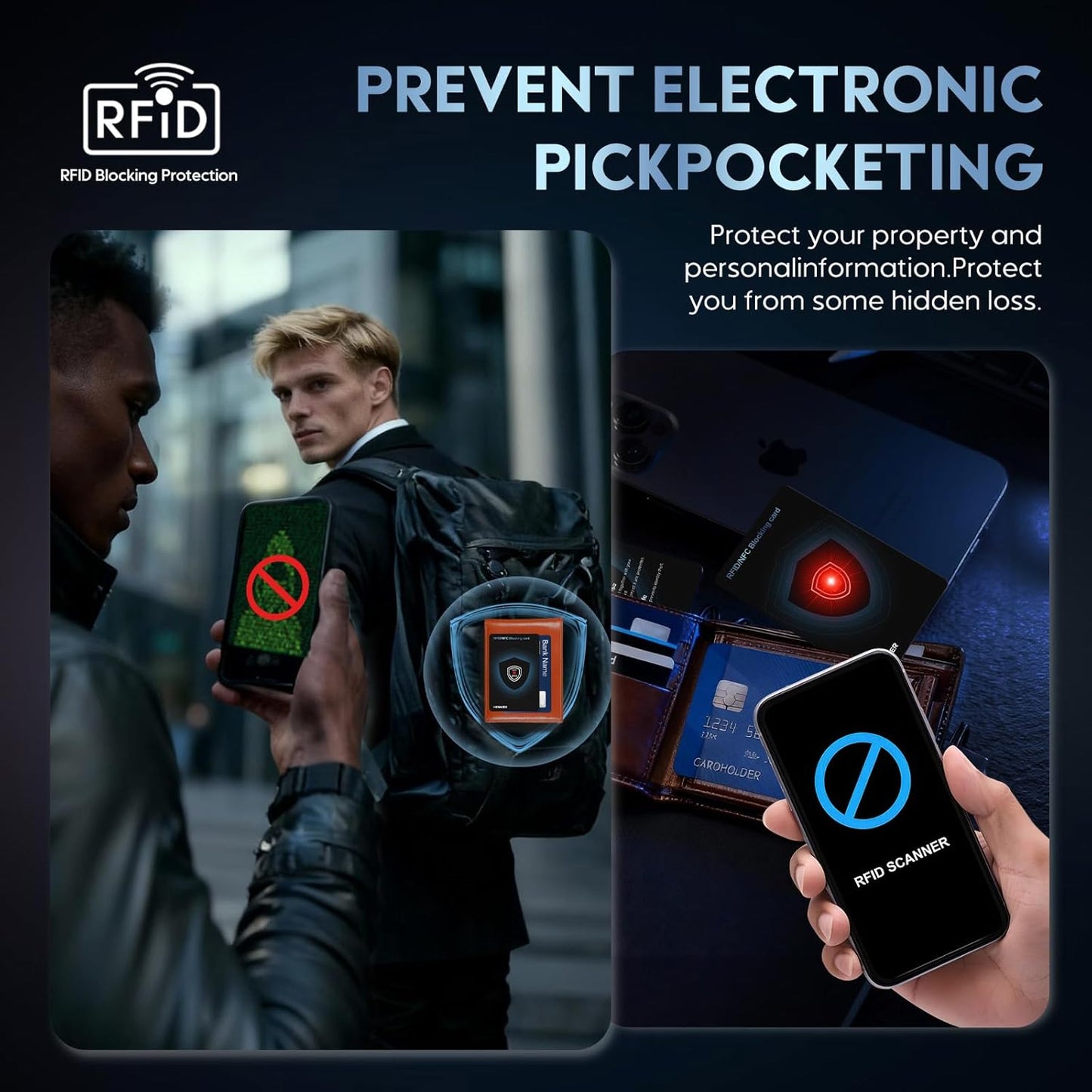 2025 NEW RFID Blocking Card Set with Indicator Light,Wallets Shield,Credit Card Protector, NFC Bank Debit Blocker,Anti-Skimming Protection For ID Passport Travel For Men/Women (2)