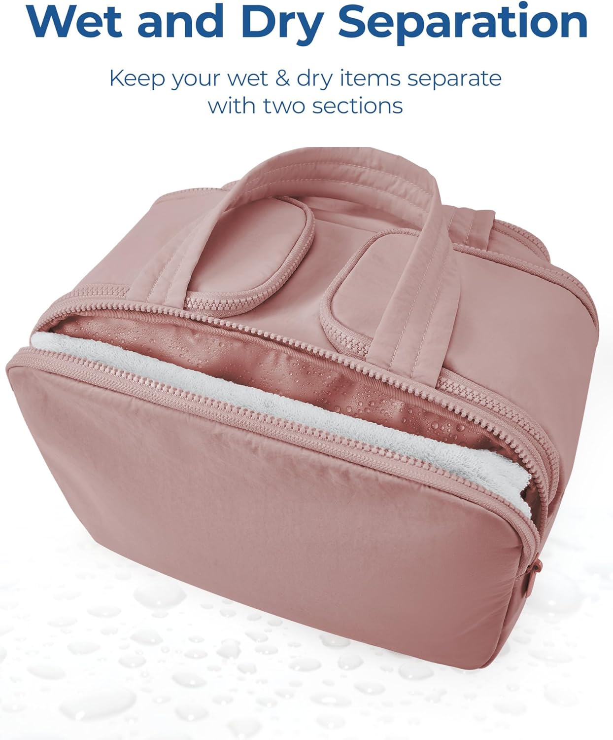 BAGSMART Travel Toiletry Bag, Lightweight Large Wide-open Travel Bag for Women, Puffy Cosmetic Makeup Bag Organizer with Handle for Accessories,Essentials, Toiletries, Dark Pink