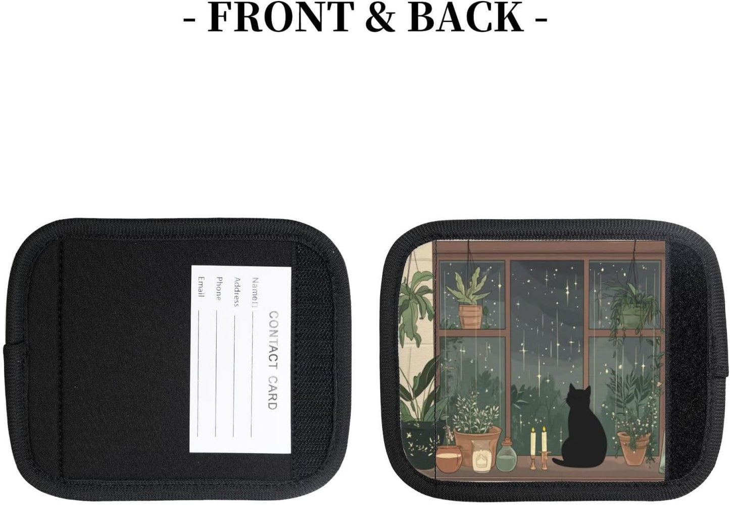 Black Cat Witchy Cottage Window Plants Luggage Handles Wrap Grips For Suitcases Luggage Travel Accessories For Airplane 2pcs