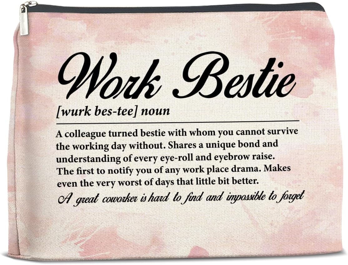 Gifts for Work Bestie Makeup Bag, Leaving New Job Farewell Gifts for Coworker Colleague Work Friend Work Bestie Definition Zipper Makeup Pouch