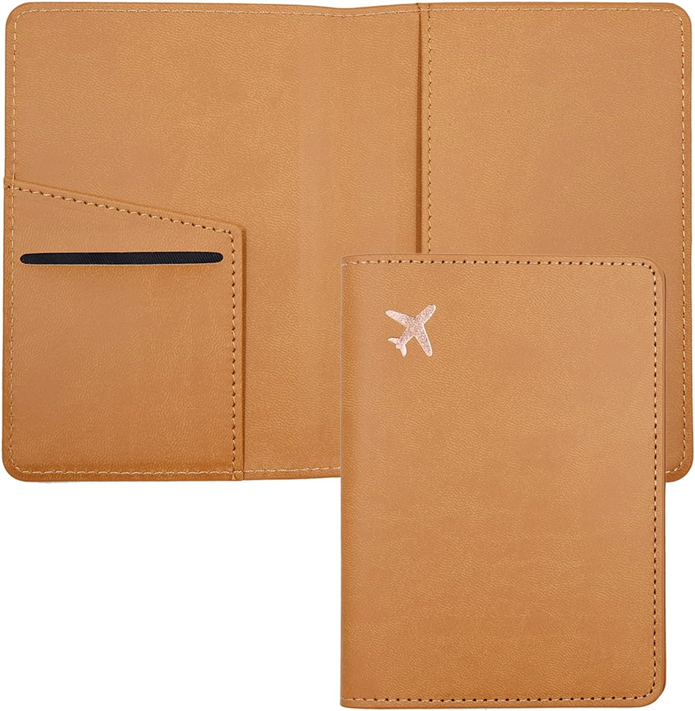Deziliao Passport Wallet, Faux Leather, Lightweight, Waterproof, Rfid Blocking, Slim, Brown
