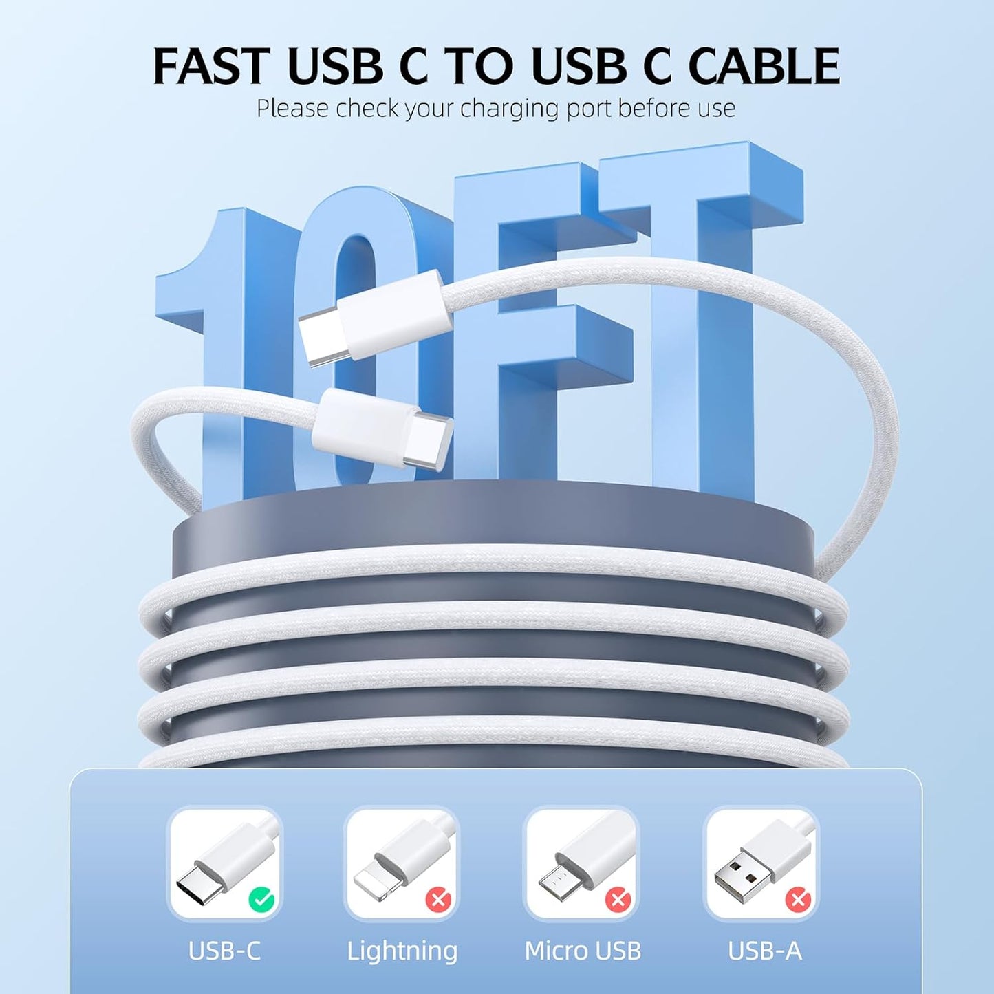 Fast Charging iPhone 17 16 15 Charger,2Pack 10 FT Long USB C Charger woven Cord with 20W USBC Fast Charger Block for iPhone 17/17 Air/17 Pro/17 Pro Max/16/16 Pro/16 Pro Max/15/15 Pro Max/Plus/iPad Pro